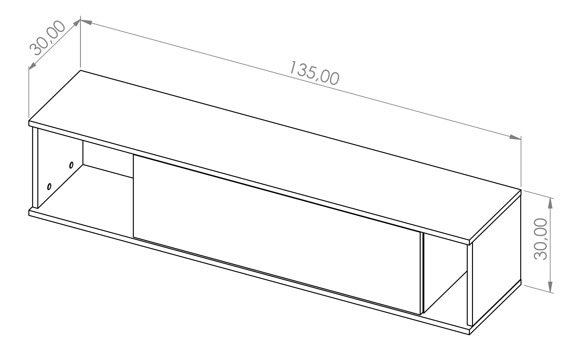 Szafka wisząca Perila 135 cm zamykana hikora - szerokość 135 cm