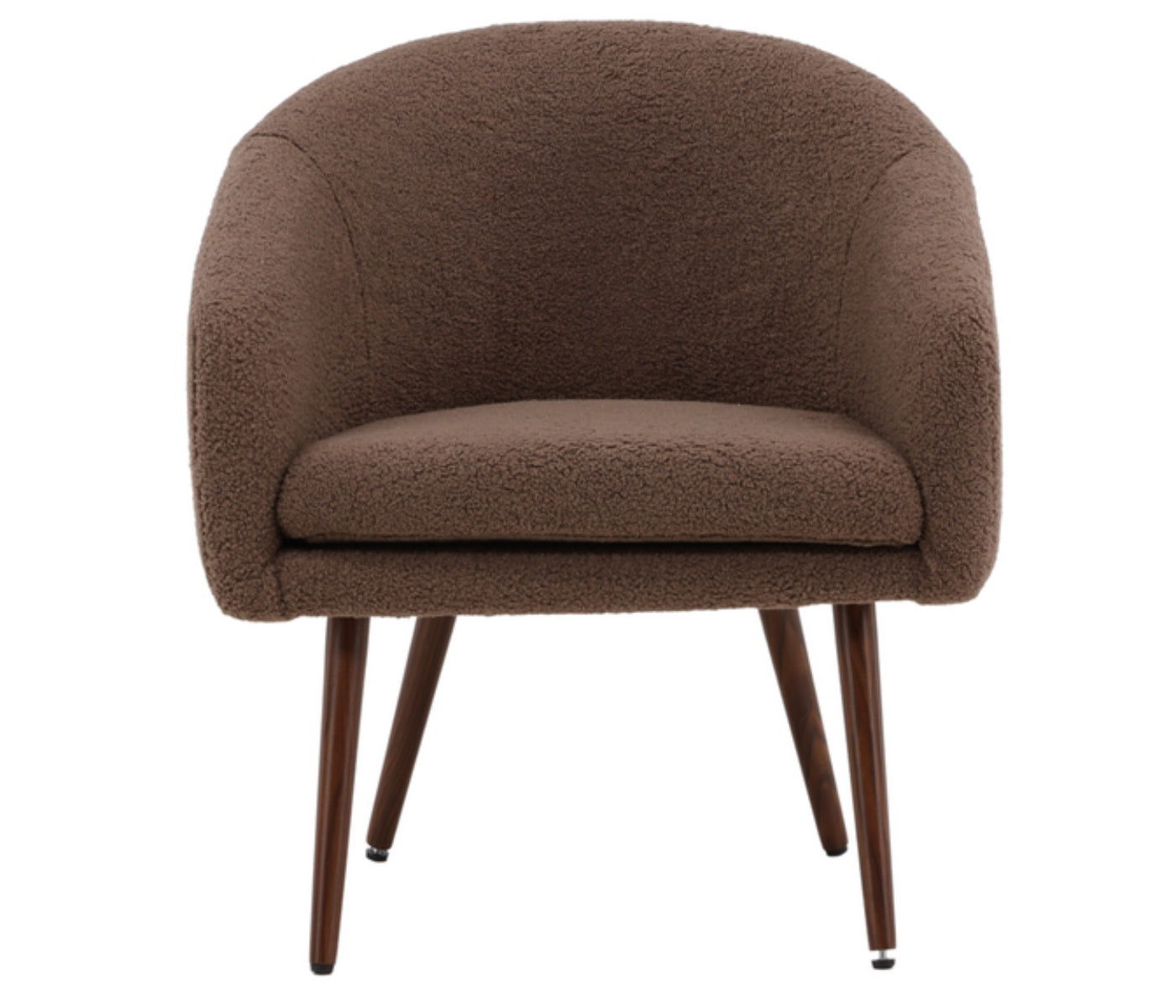 Fotel kubełkowy Glitens w tkaninie boucle brązowy - głębokość 63 cm