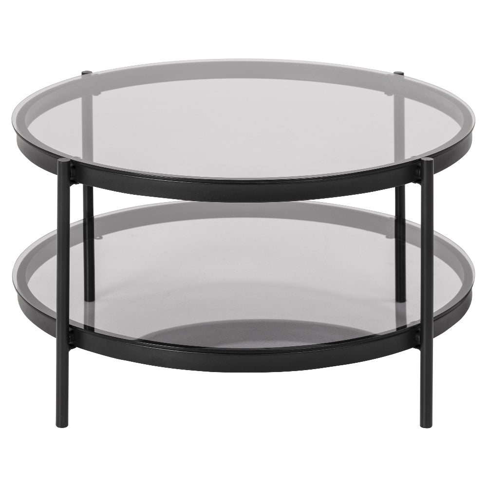 Stolik kawowy okrągły Aykal średnica 79 cm dymione szkło - materiał metal