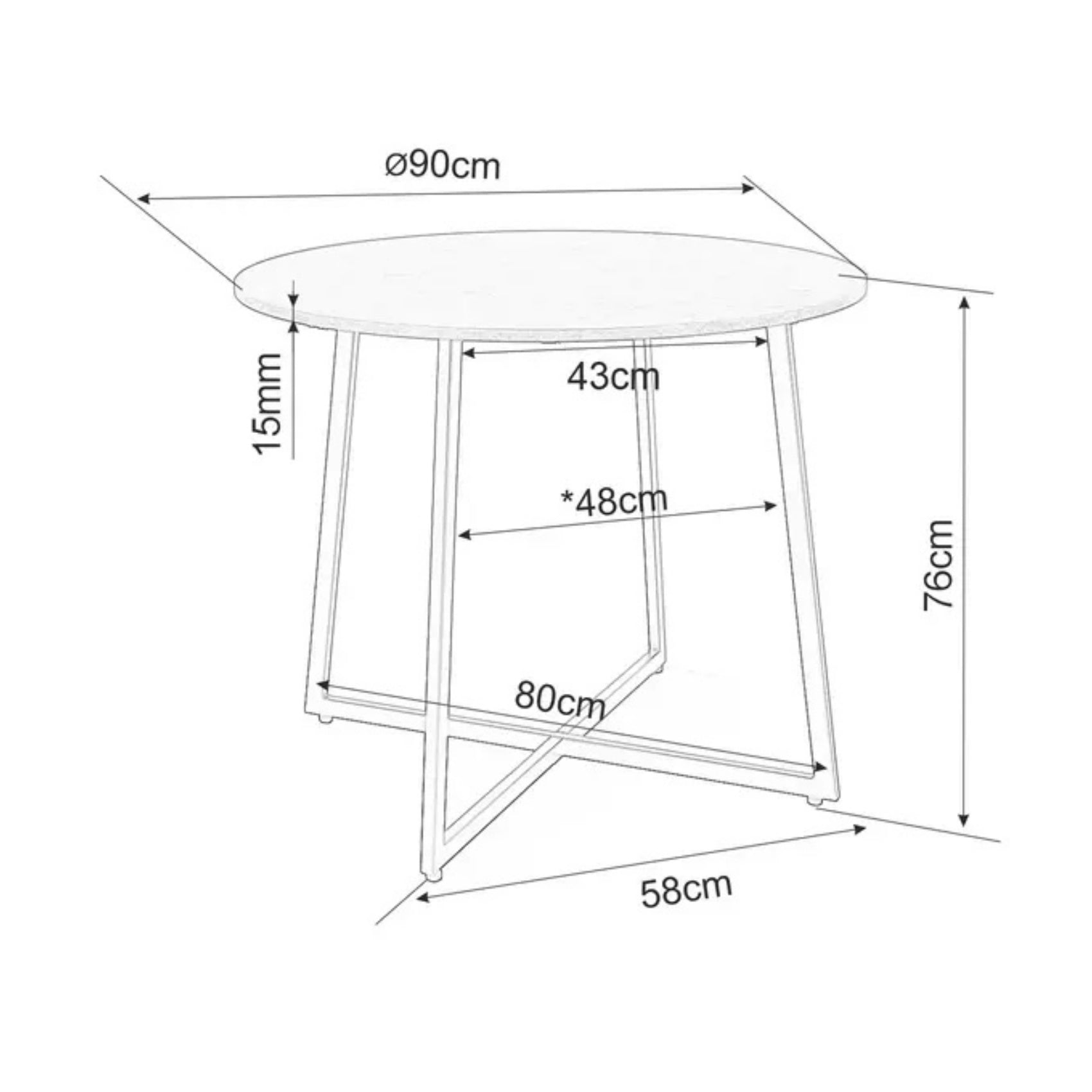 Stół do jadalni Luna okrągły blat 90 cm biały marmur - kolor biały marmur