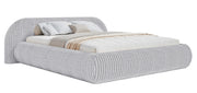 Łóżko tapicerowane 140x200 cm Shels Low z pojemnikiem stelaż metalowy szare gruby sztruks