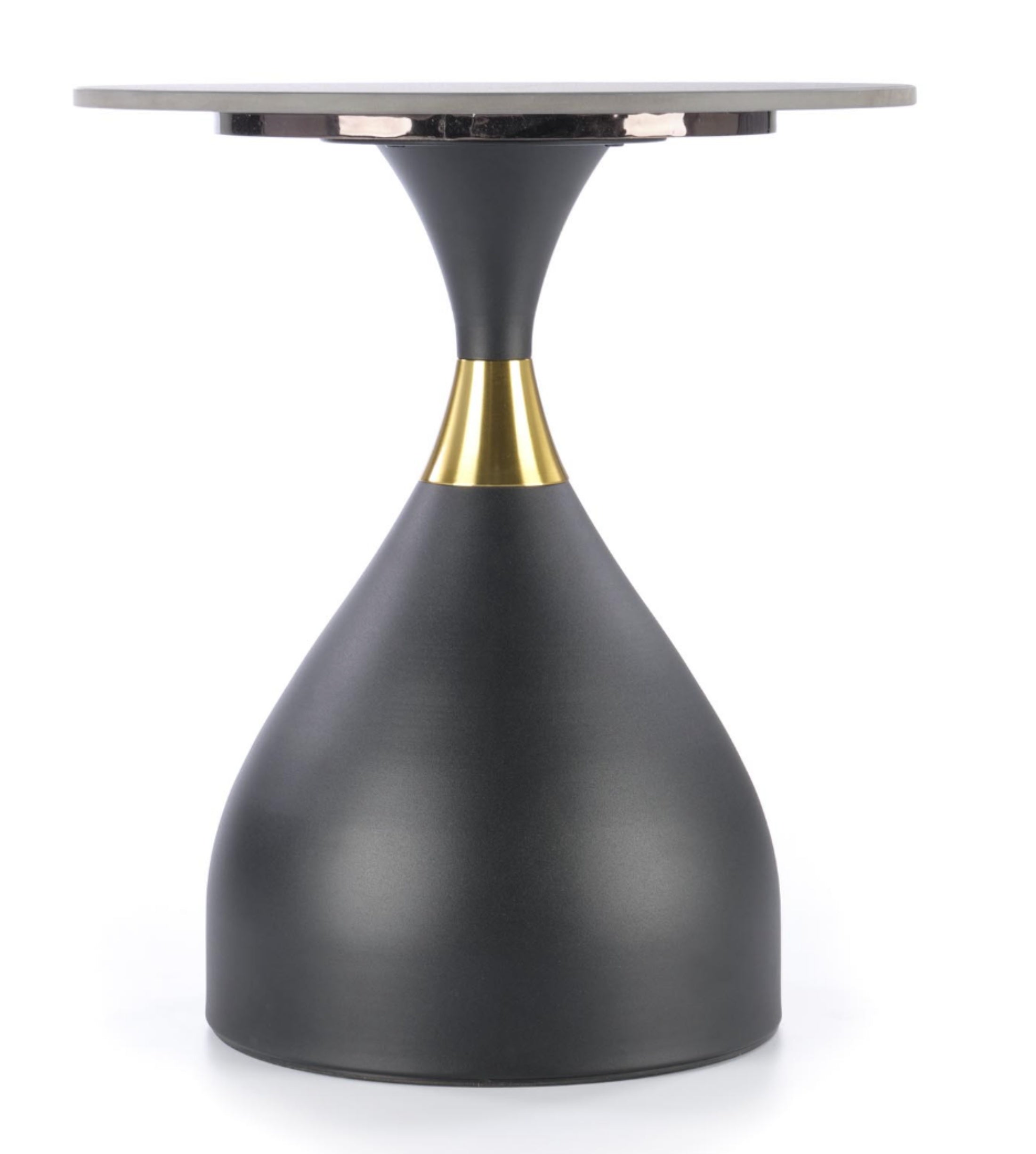 Stolik kawowy okrągły Ortelly 50 cm czarny marmur/ złota wstawka - materiał metal