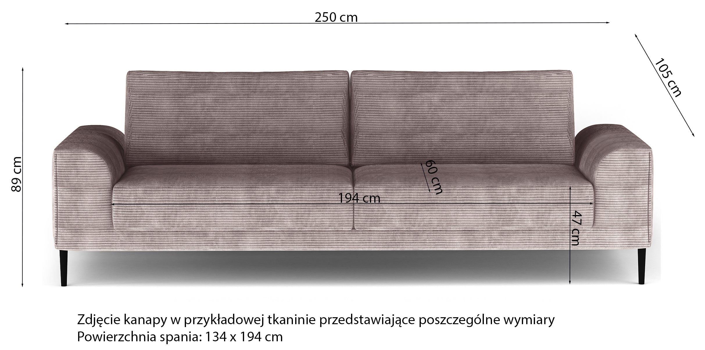 Kanapa rozkładana trzyosobowa Capitol z pojemnikiem jasnobeżowa sztruks