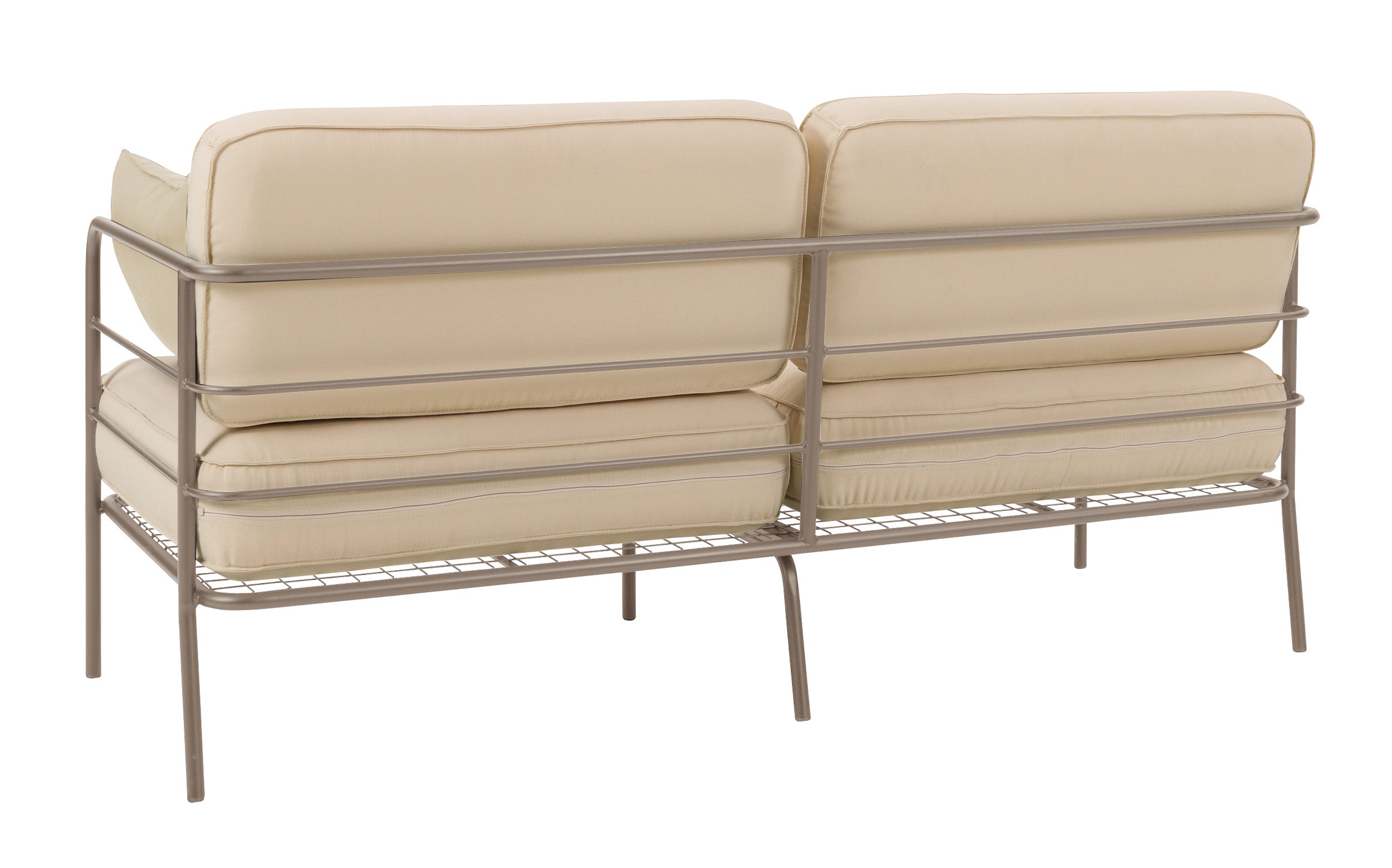Sofa ogrodowa dwuosobowa Preggel 156 cm w tkaninie hydrofobowej beżowa/ beżowy stelaż