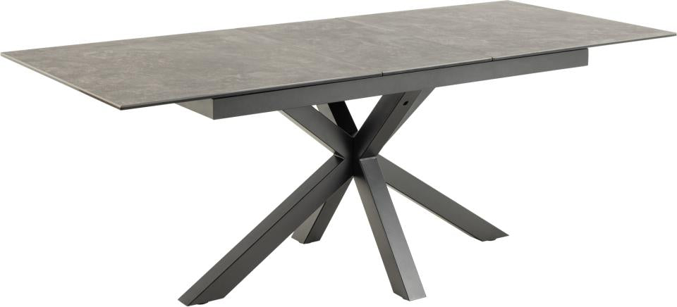 Stół do jadalni Kardema ceramiczny blat o wzorze czarnego betonu 168-210 cm - kształt prostokątny