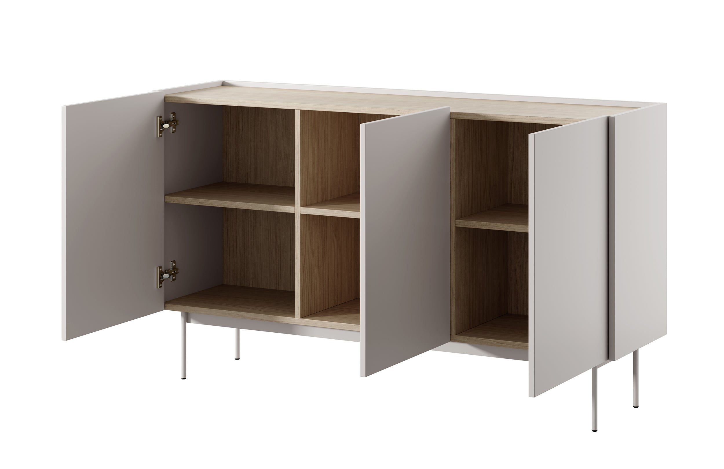 Komoda trzydrzwiowa Color 144 cm Kaszmir - materiał metal