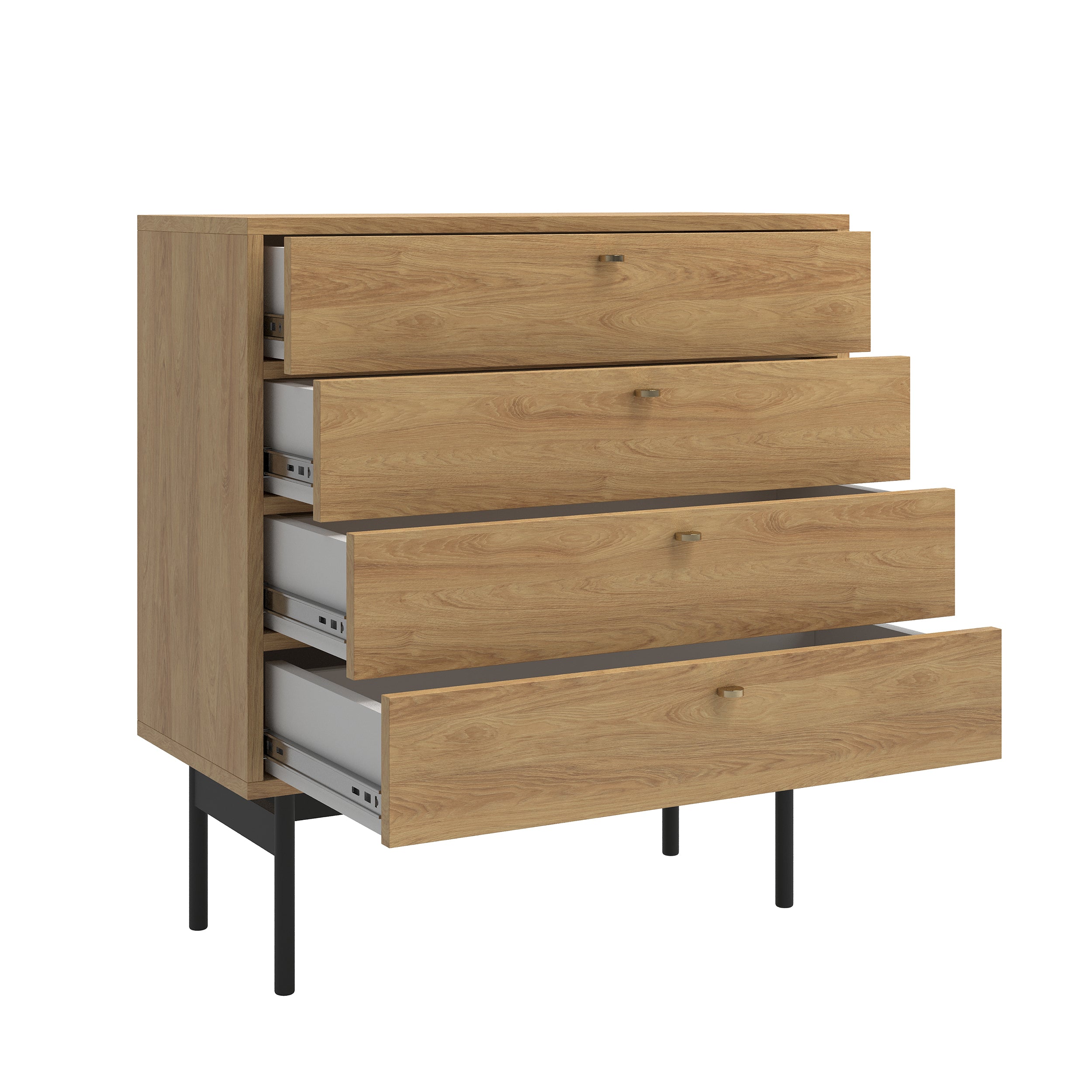 Komoda Olar z czterema szufladami 85 cm Hikora naturalna