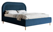 Łóżko tapicerowane 160x200 cm Loreo z pojemnikiem granatowe welur hydrofobowy
