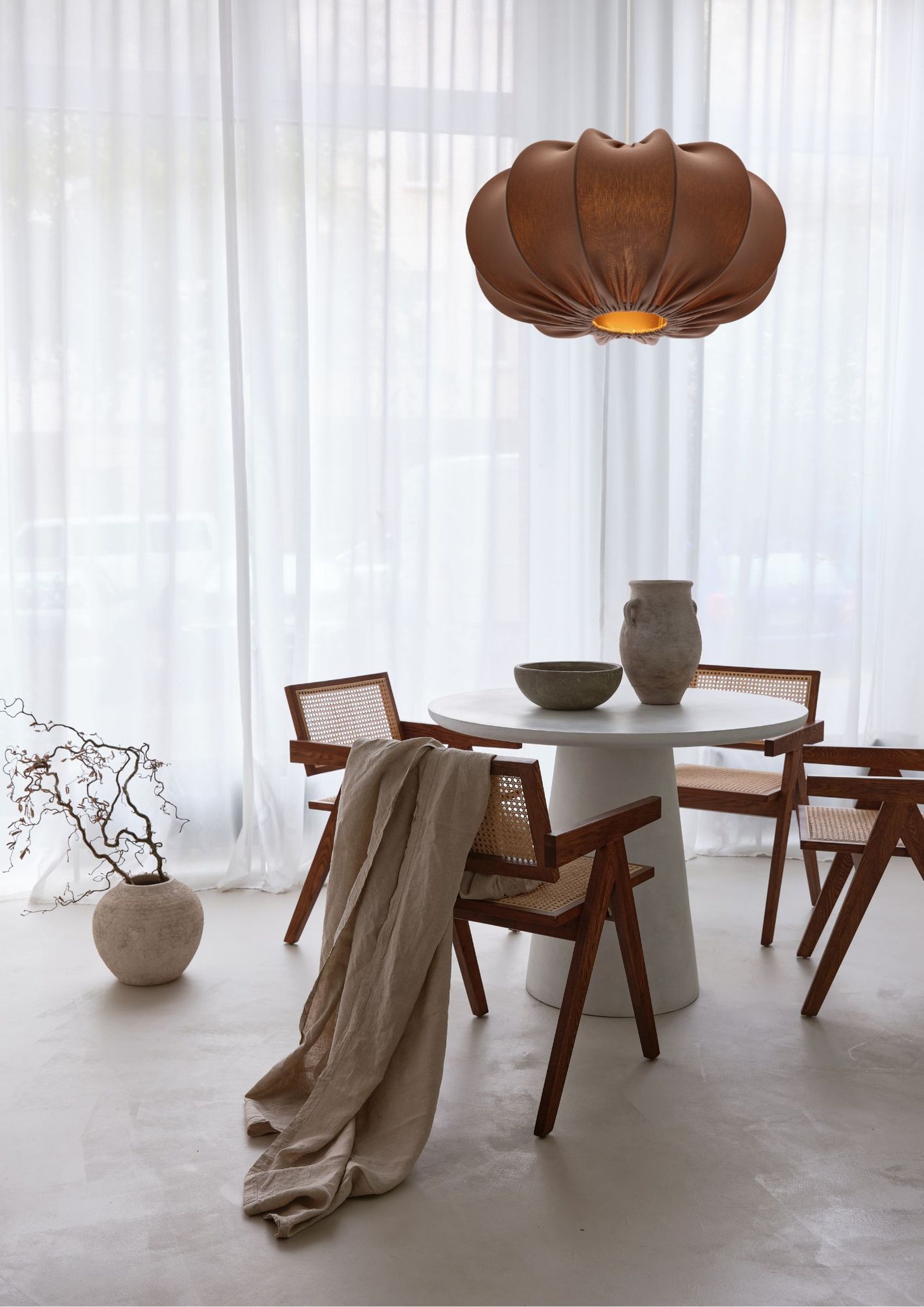Lampa wisząca Cafee średnica 66 cm mokka z białą podstawą