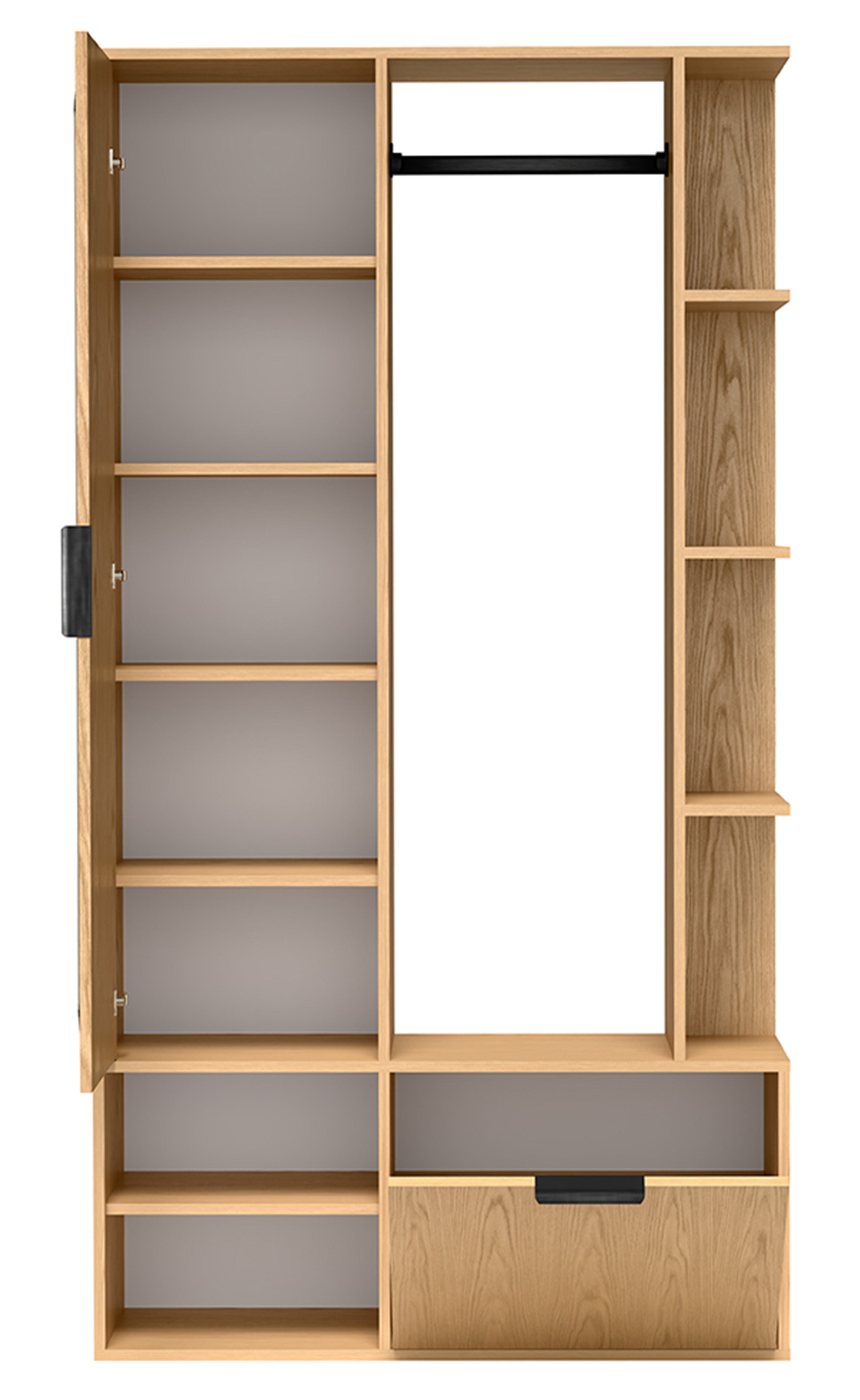Zestaw do przedpokoju Nala z lustrem i drążkiem 100 cm dąb bookmatch