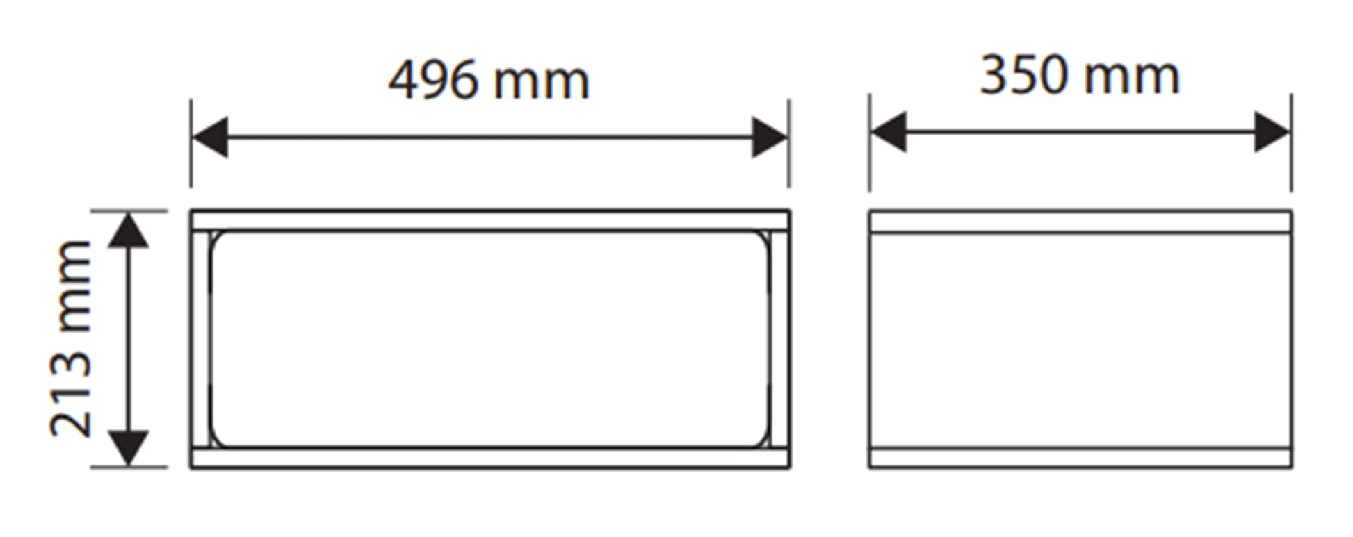 Rysunek wymiarowy - Szafka nocna wisząca Wuwu z jedną szufladą 50: szerokość 49,6 cm, głębokość 35 cm, wysokość 21,3 cm
