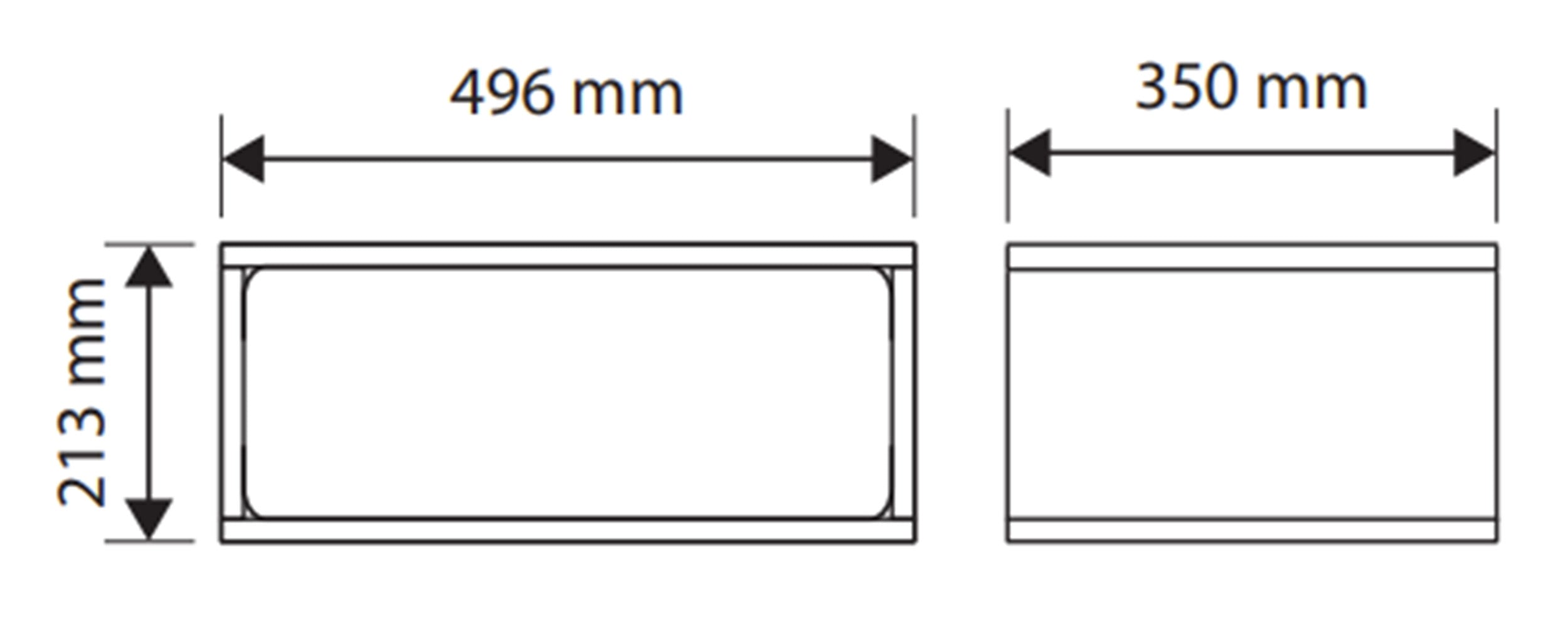 Rysunek wymiarowy - Szafka nocna wisząca Wuwu z jedną szufladą 50: szerokość 49,6 cm, głębokość 35 cm, wysokość 21,3 cm