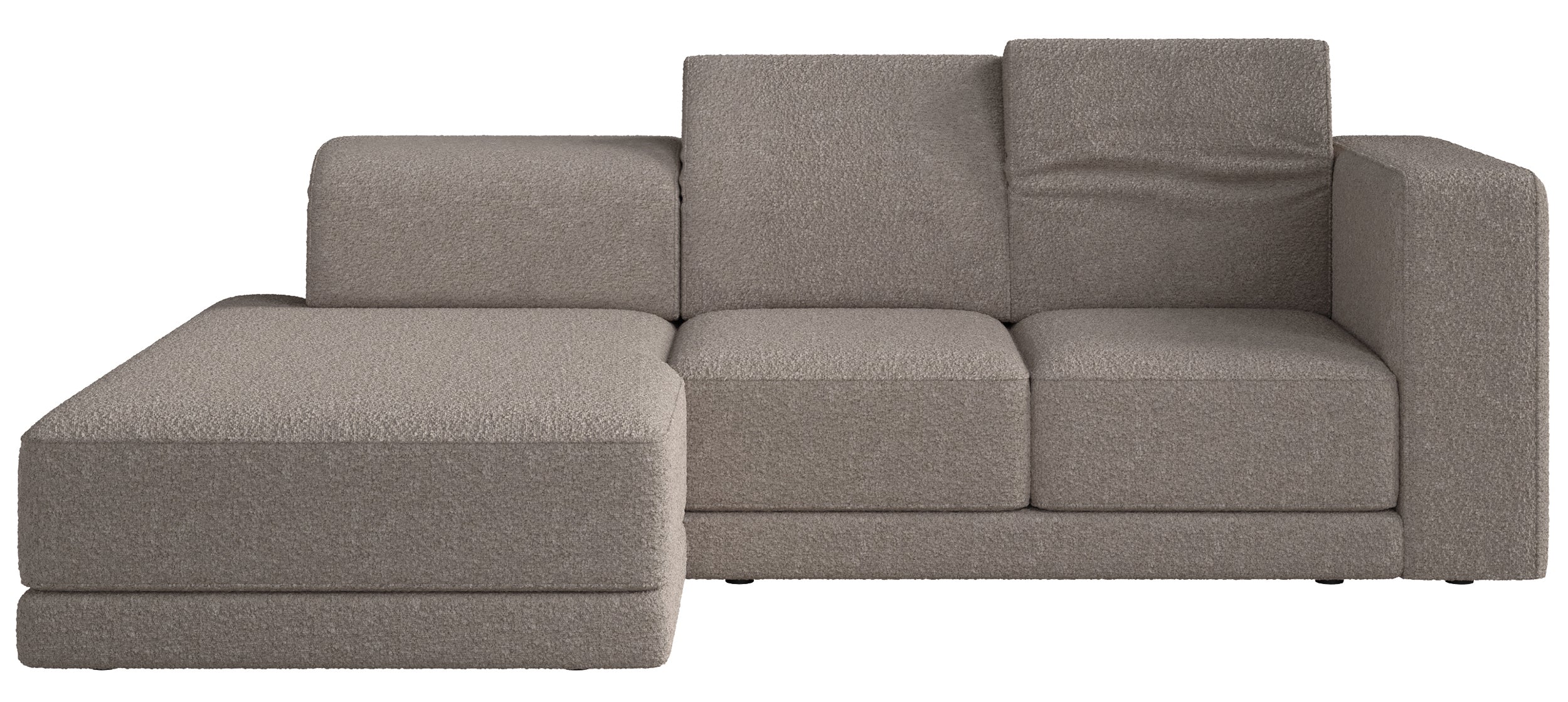 Narożnik Novals lewostronny z regulowanymi zagłówkami szarobeżowy boucle - szerokość 278 cm