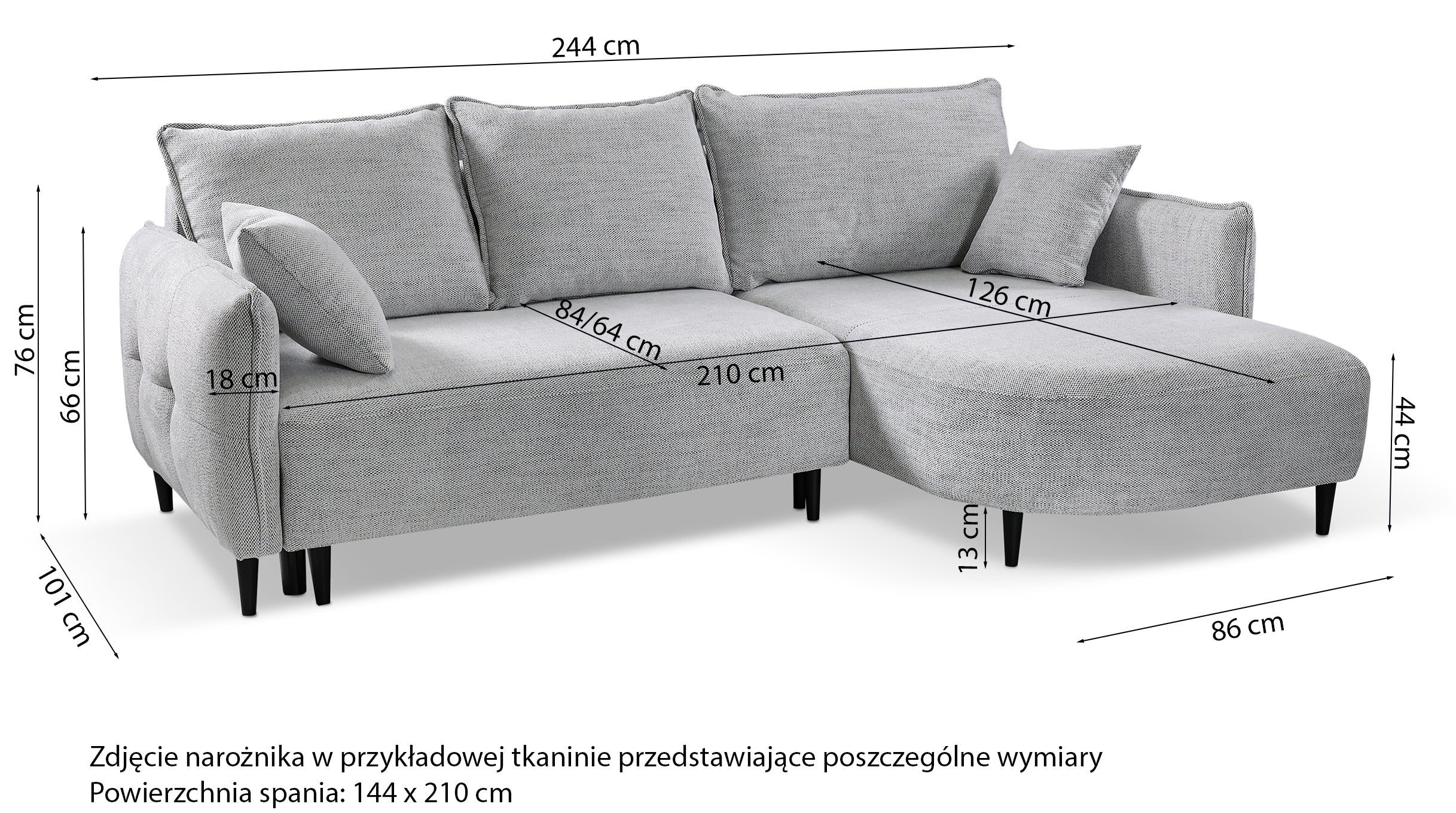 Narożnik z funkcją spania Oblivio mini L-kształtny lewostronny z pojemnikiem biały plecionka