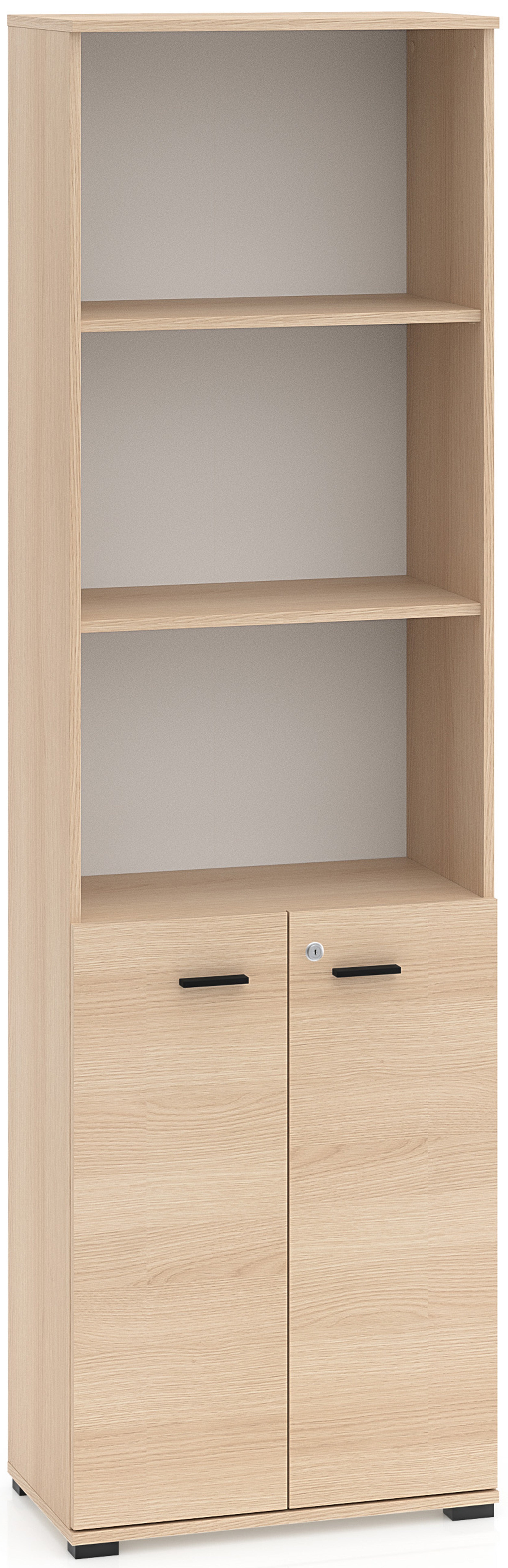 Regał dwudrzwiowy Odelis z trzema otwartymi półkami 60 cm dąb lindberg