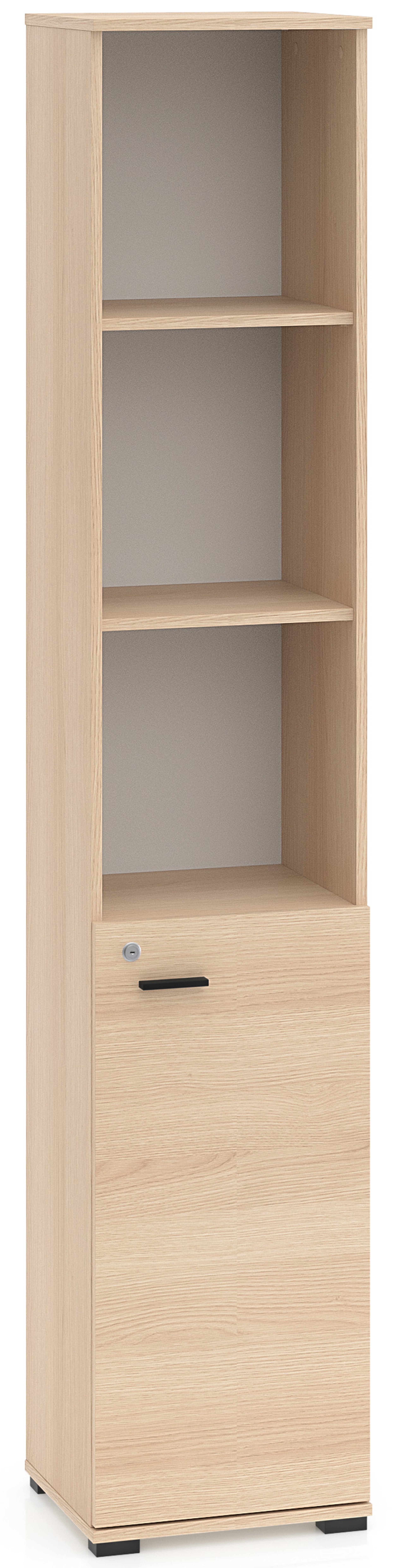 Regał jednodrzwiowy Odelis z trzema otwartymi półkami 39 cm dąb lindberg