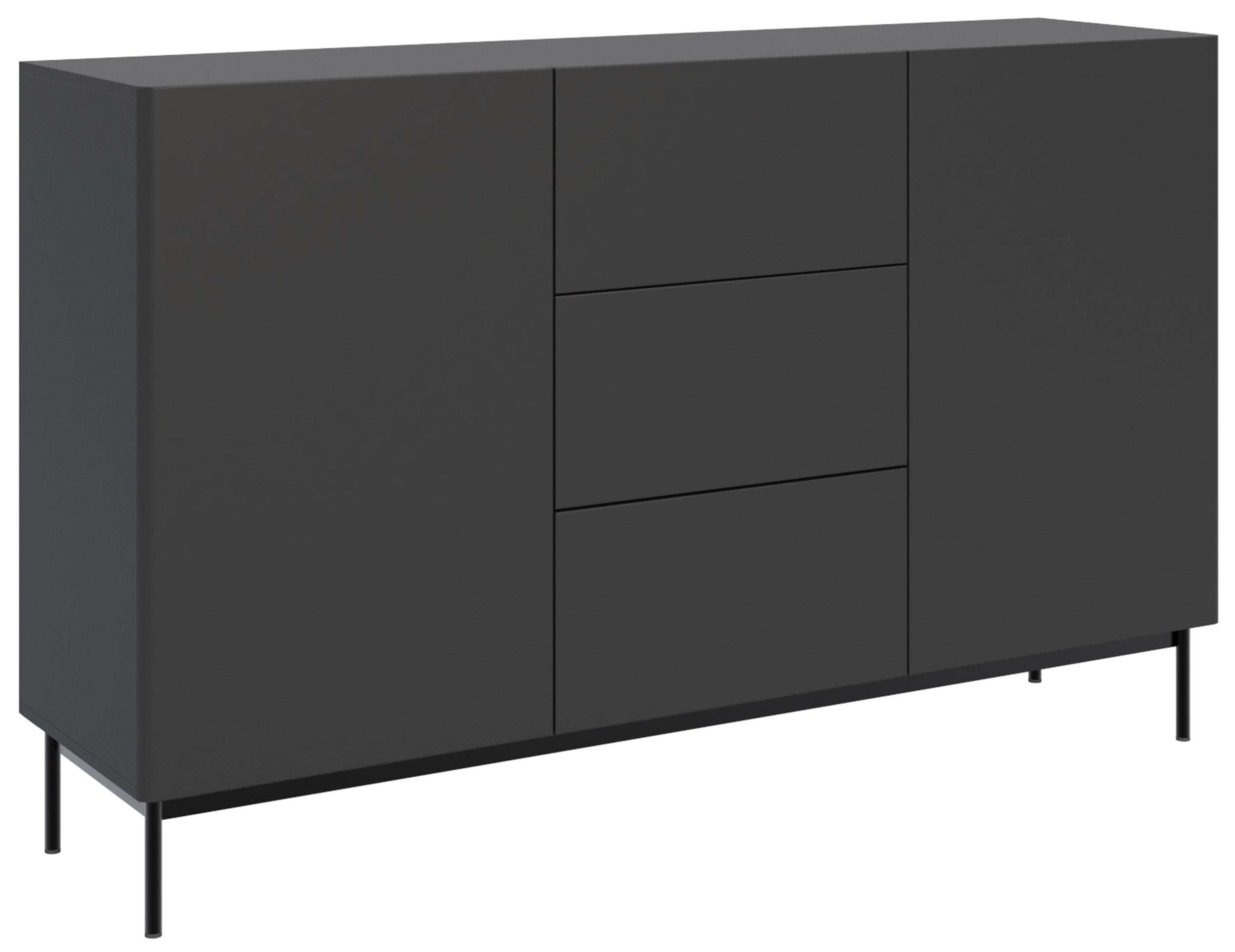 Komoda dwudrzwiowa Olio z trzema szufladami 160 cm czarna