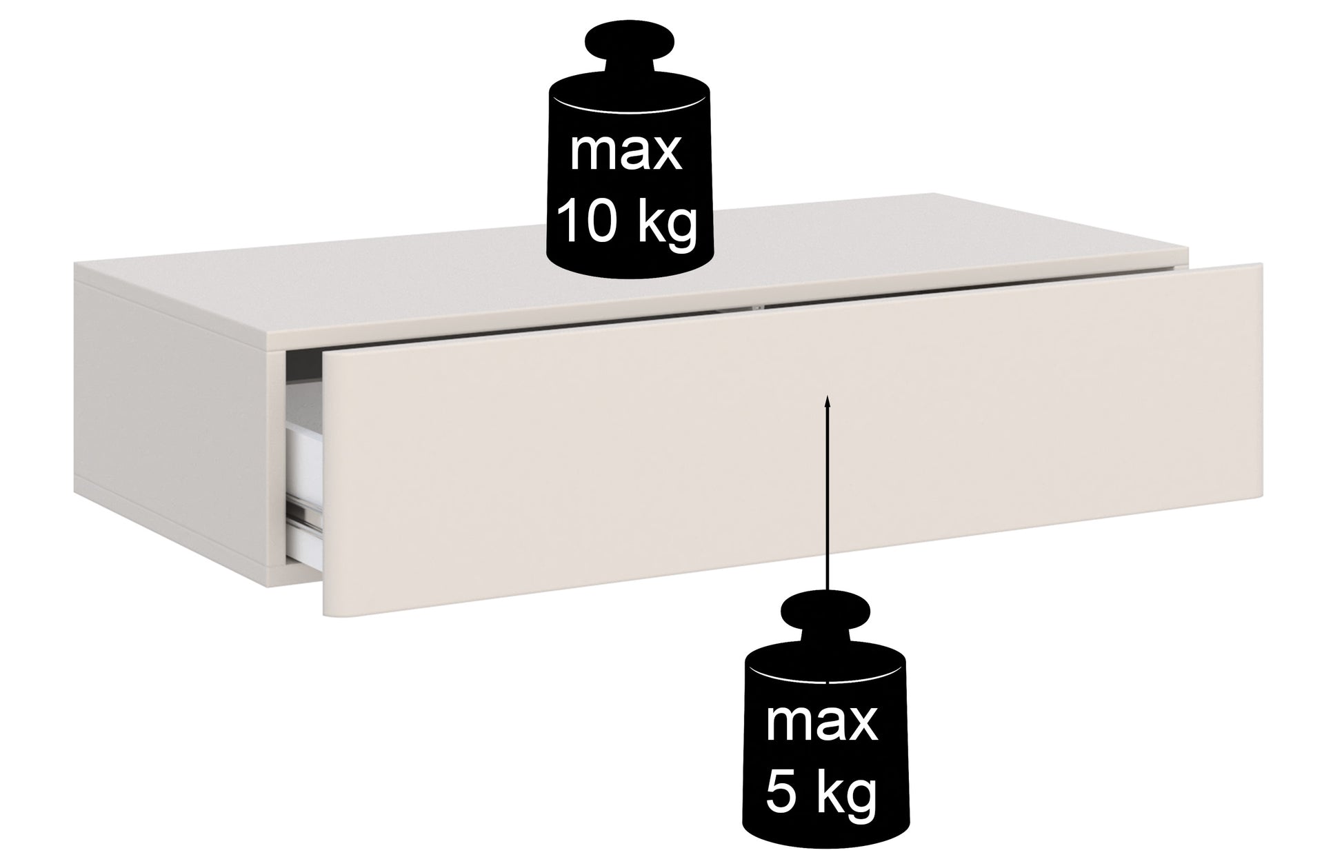 Rysunek wymiarowy 2 - Konsola Olio z szufladą wisząca 90 cm biała: szerokość 90 cm, głębokość 39,6 cm, wysokość 17 cm