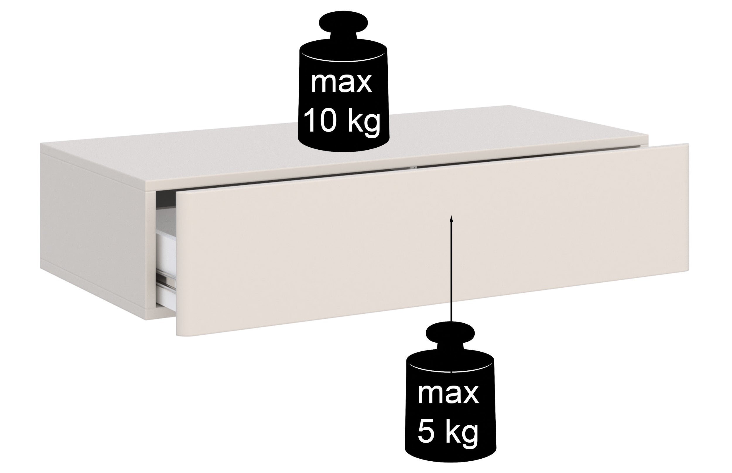 Rysunek wymiarowy 2 - Konsola Olio z szufladą wisząca 90 cm biała: szerokość 90 cm, głębokość 39,6 cm, wysokość 17 cm