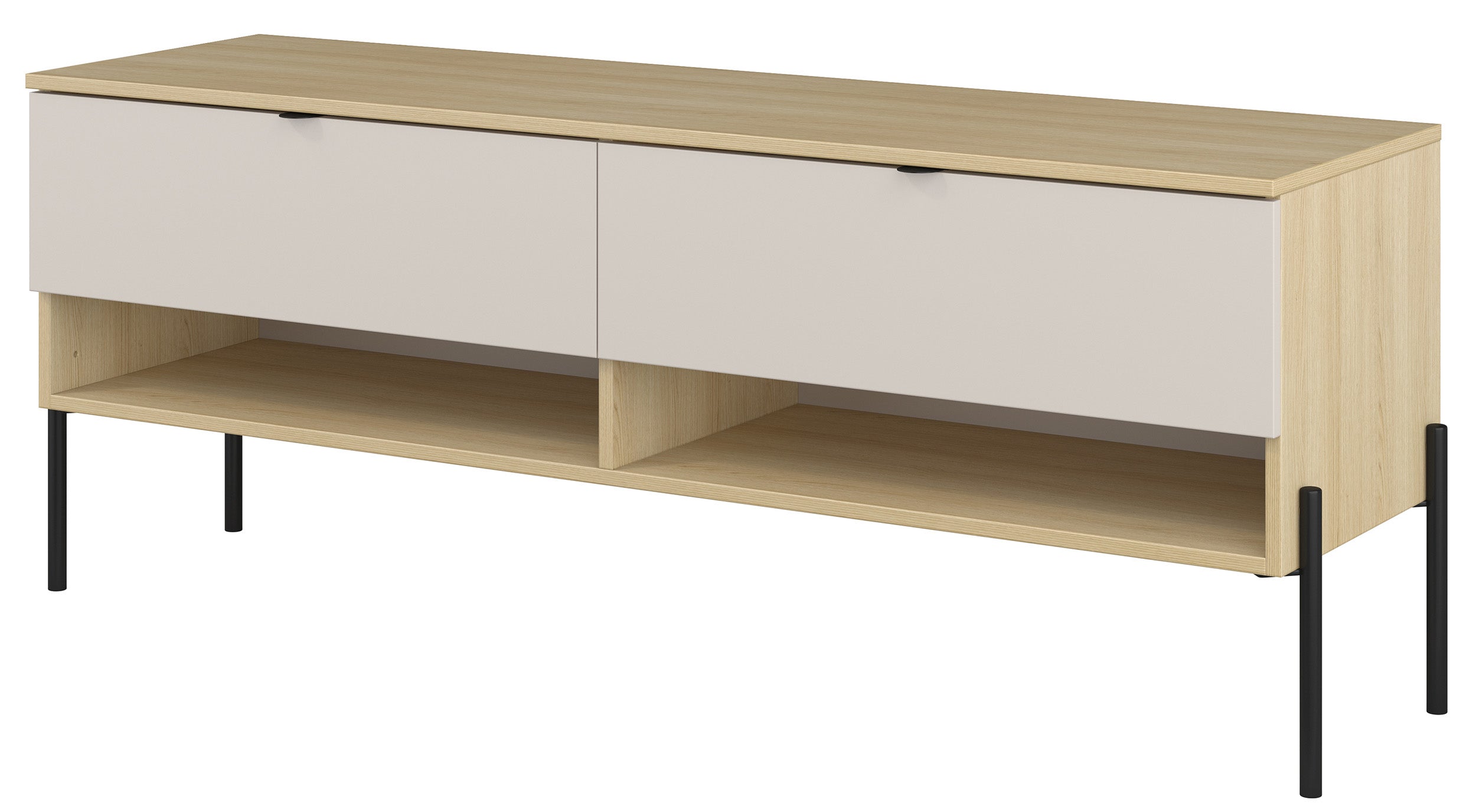 Szafka RTV Ore z dwiema szufladami 140 cm dąb lindberg/kaszmir