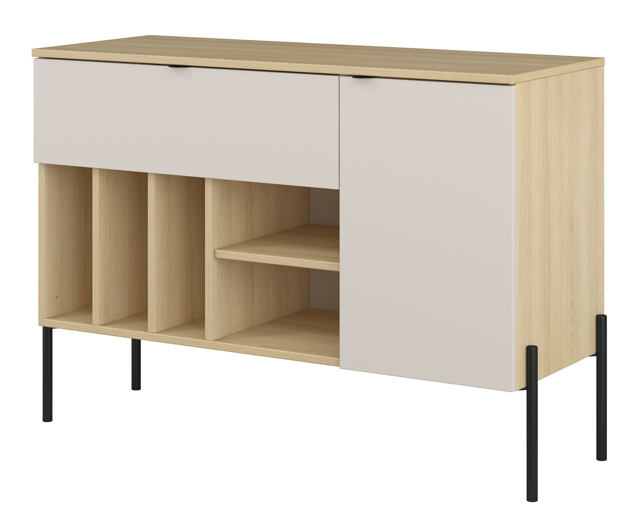Komoda jednodrzwiowa Ore z szufladą 105 cm dąb lindberg/kaszmir
