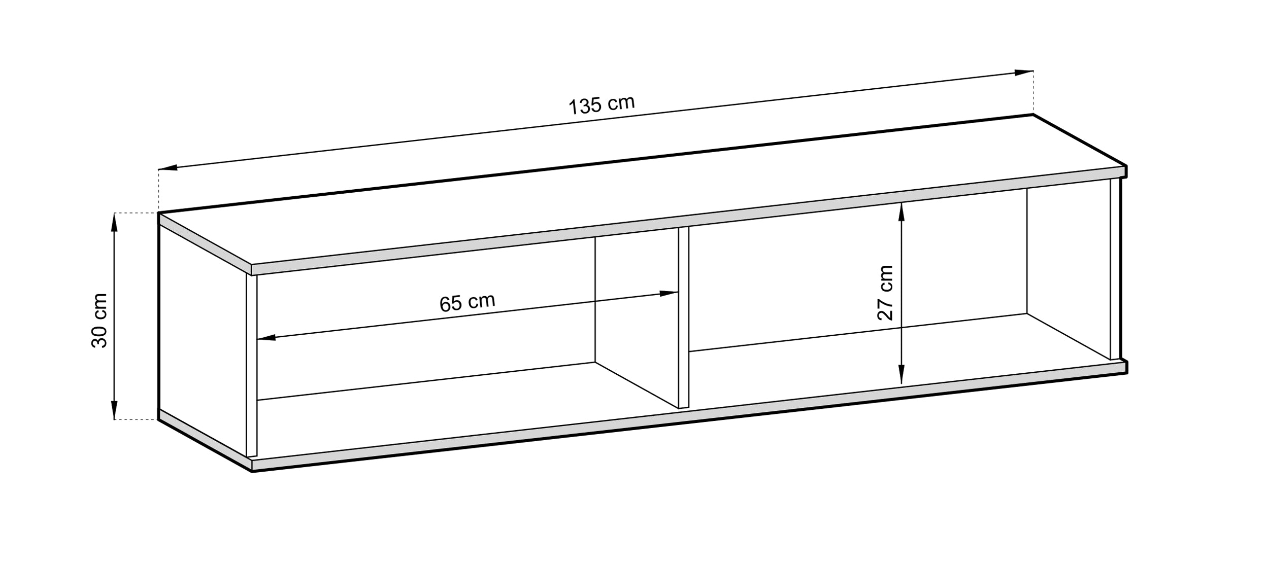 Szafka RTV Mucalma 135 cm biała ze złotymi wstawkami lamele