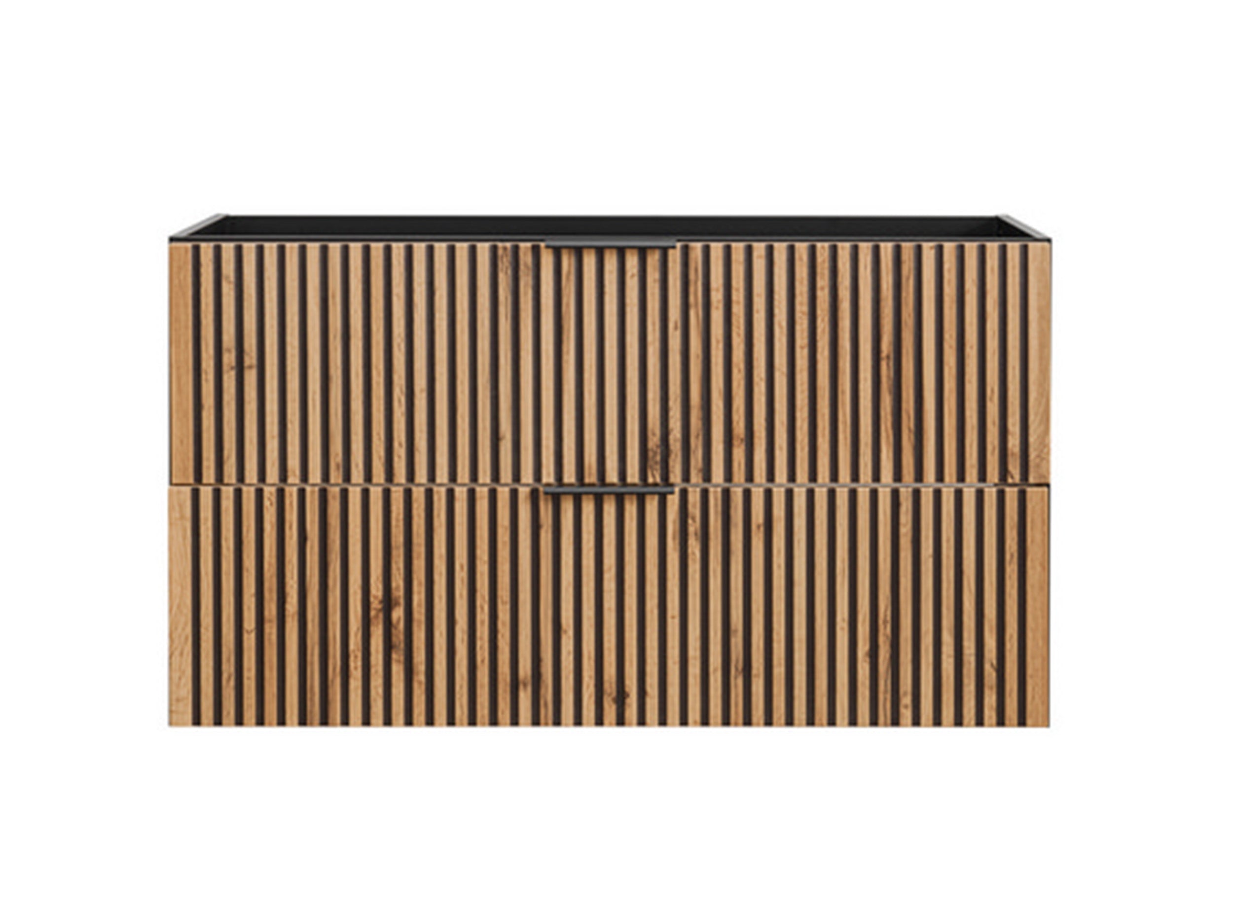 Szafka pod umywalkę Ossolies 100 cm czarna/dąb lamele