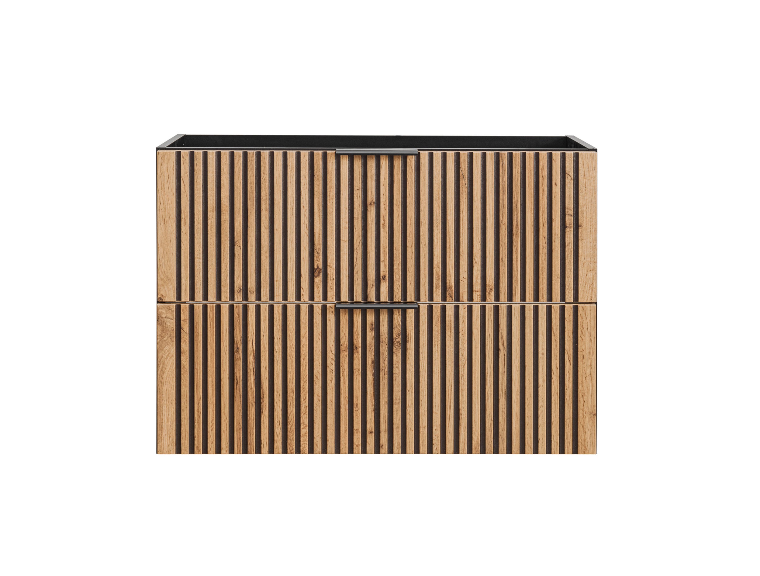 Szafka pod umywalkę Ossolies 80 cm czarna/dąb lamele