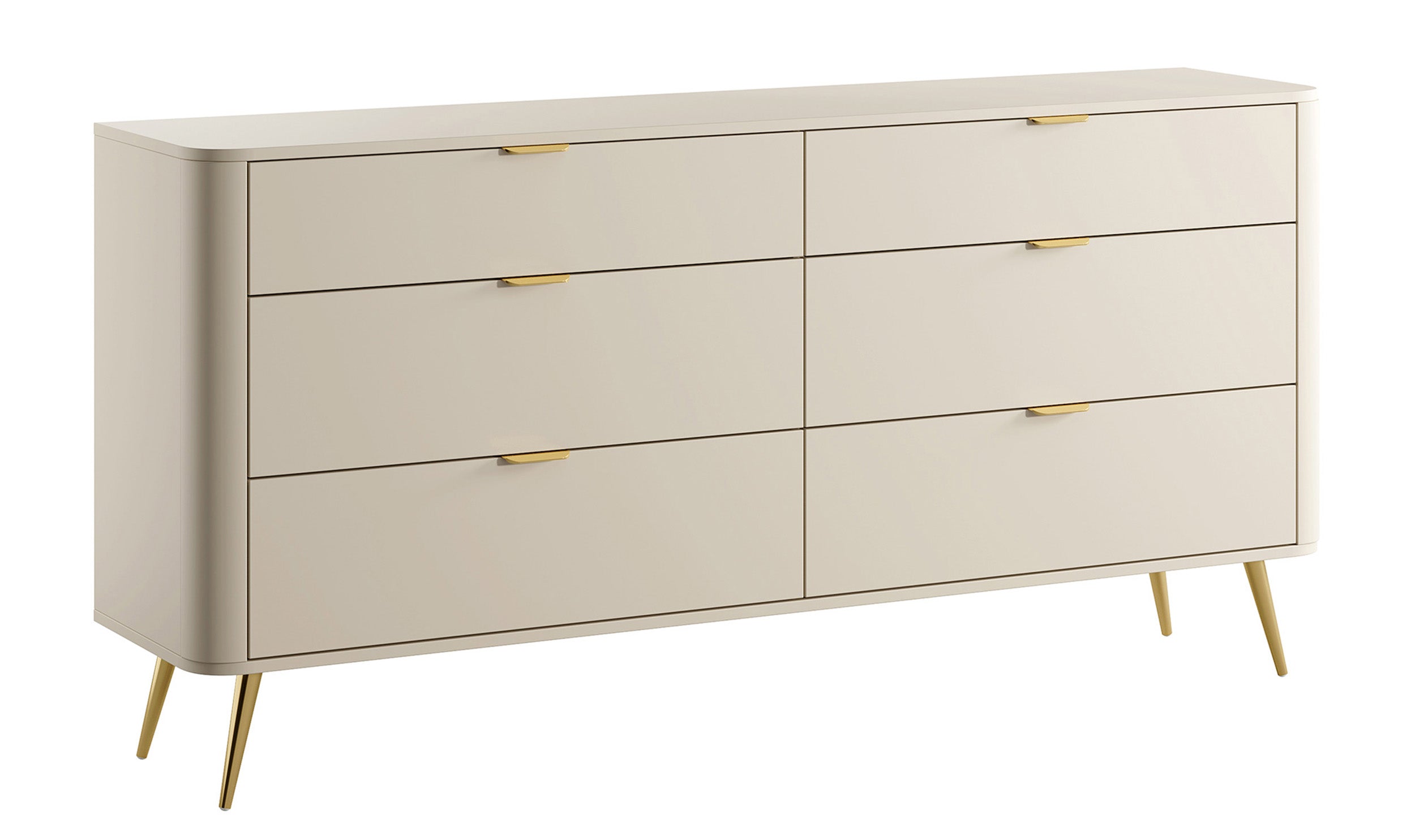 Komoda Oval z sześcioma szufladami 173 cm beż piaskowy
