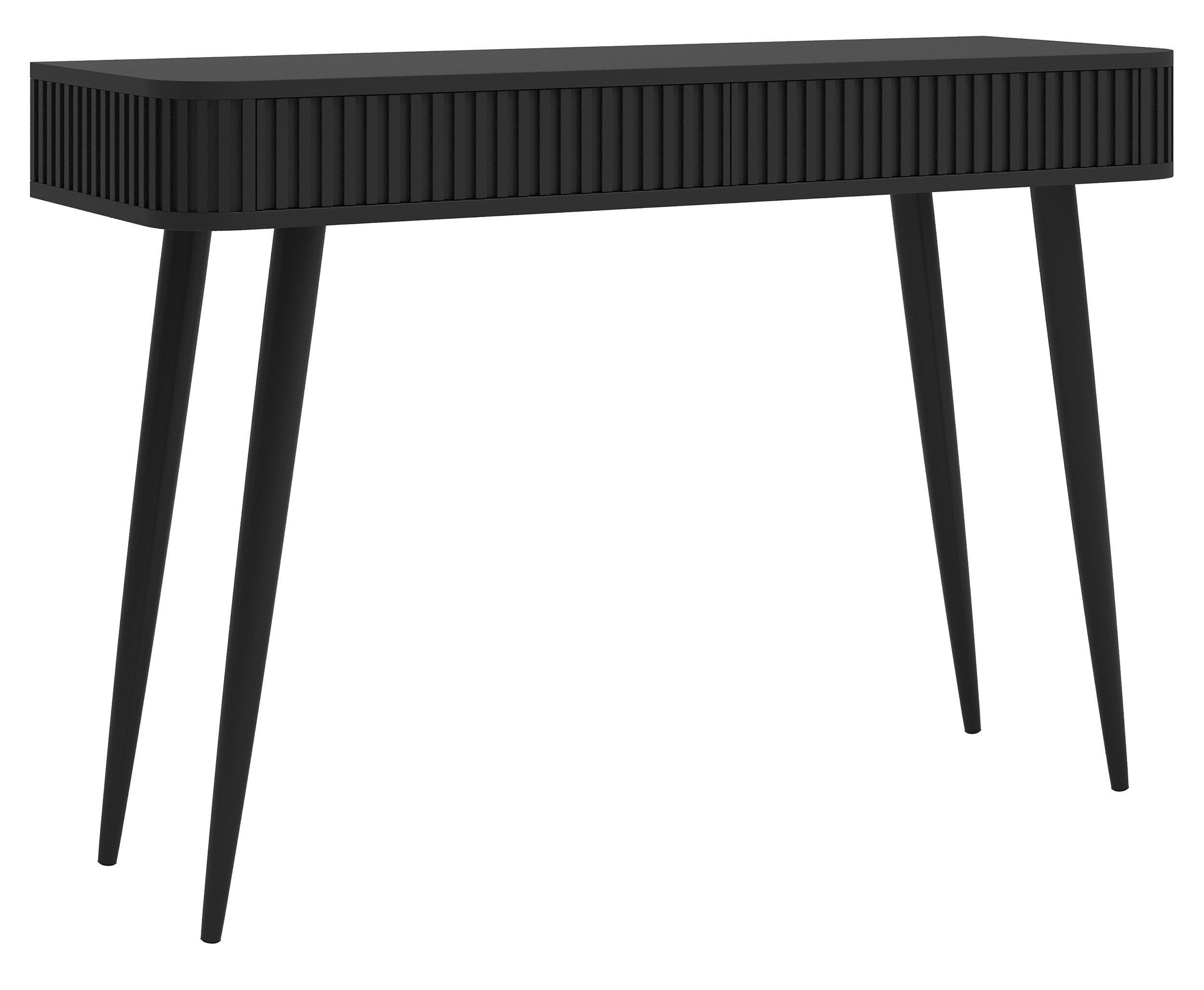 Toaletka Ovarlo z ryflami i dwiema szufladami 113 cm czarna z czarnymi nogami