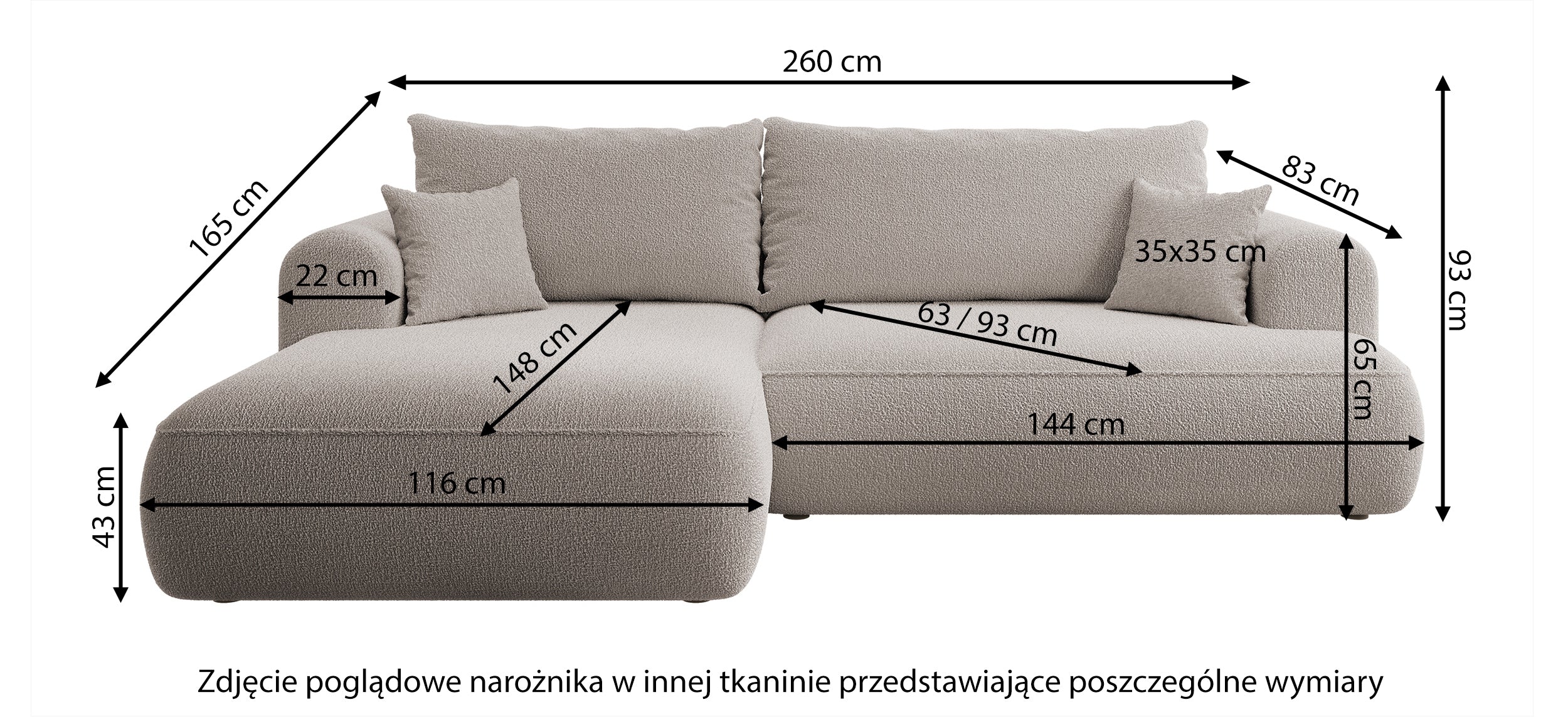 Narożnik z funkcją spania Ovo L-kształtny prawostronny z pojemnikiem jasnoróżowy welur hydrofobowy