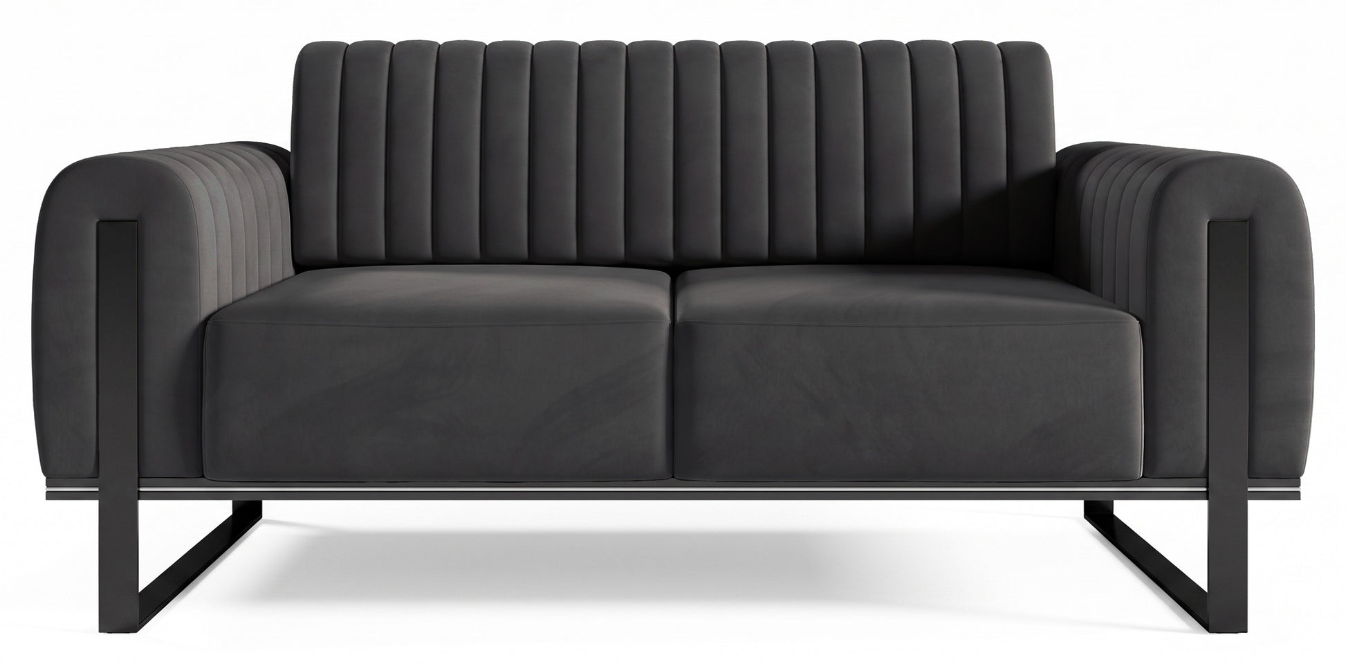 Sofa dwuosobowa Parissa ciemnoszara welur czarne nogi