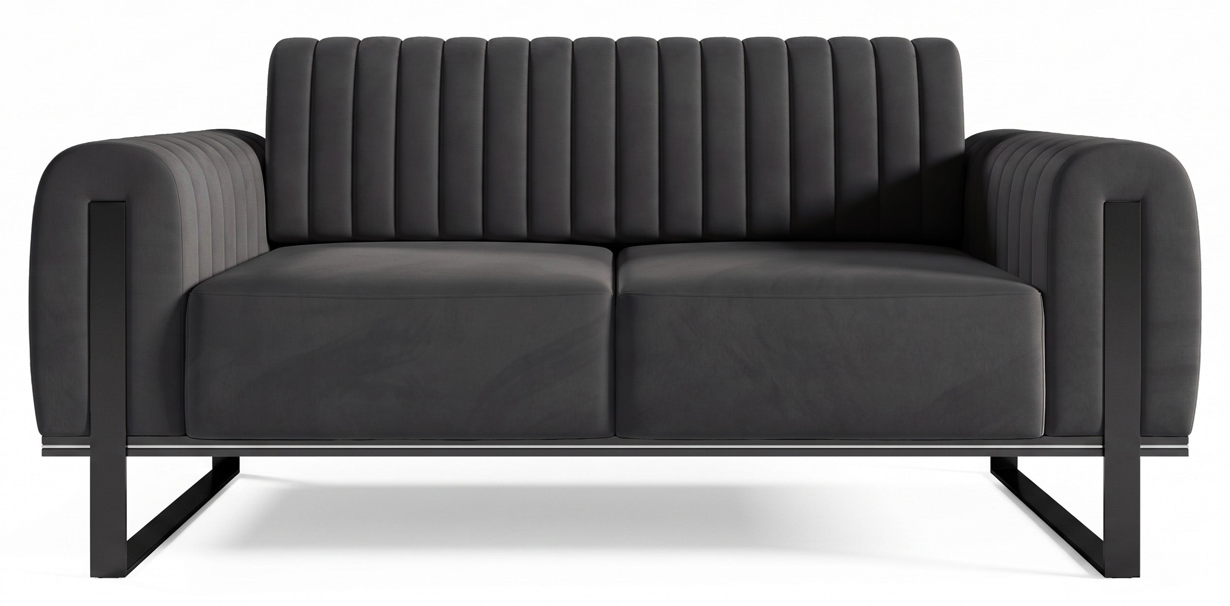Sofa dwuosobowa Parissa ciemnoszara welur czarne nogi