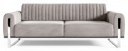 Sofa trzyosobowa Parissa jasnoszara welur nogi chrom
