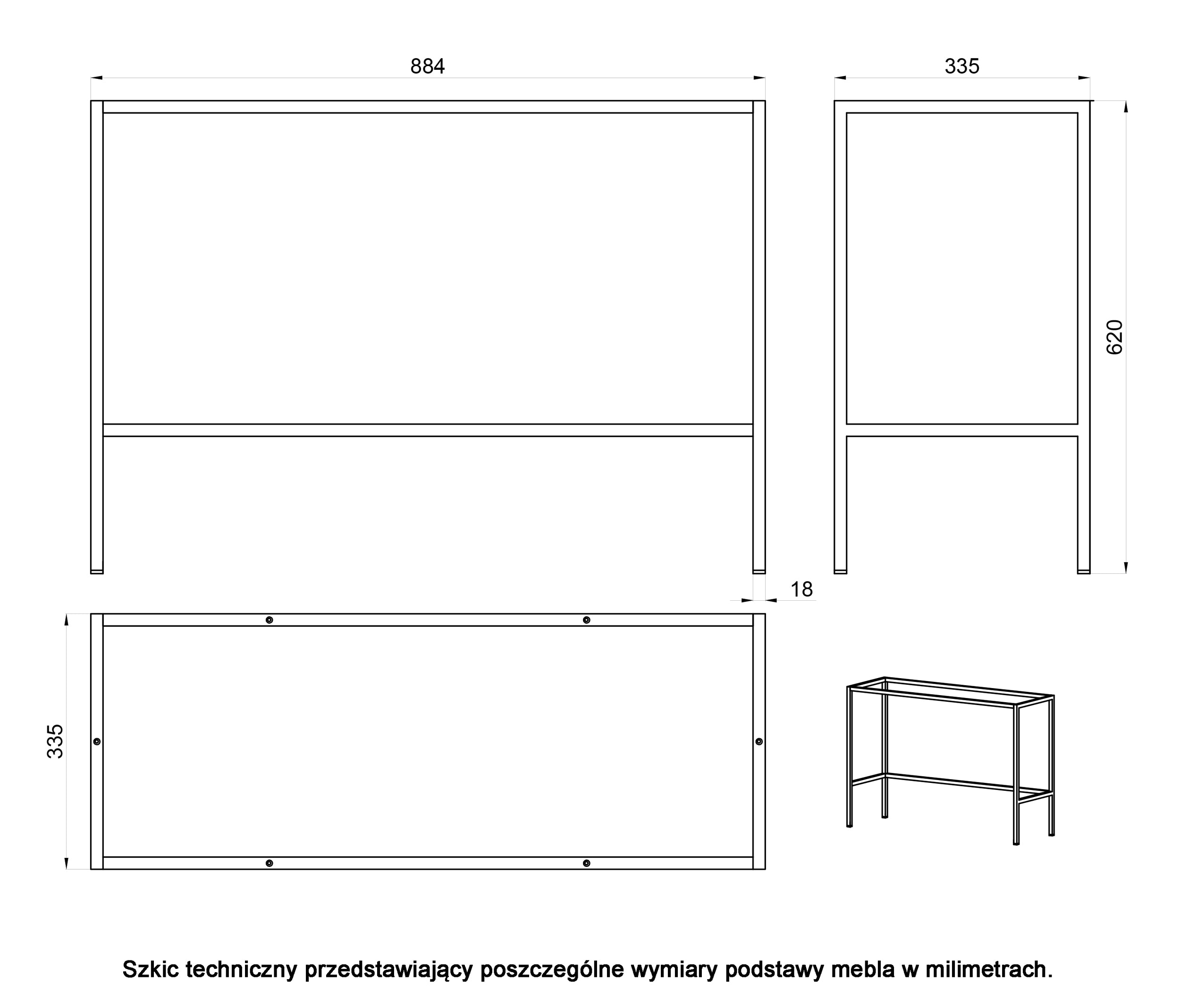 Konsola Evo z szufladą i stelażem 90 cm Czarna