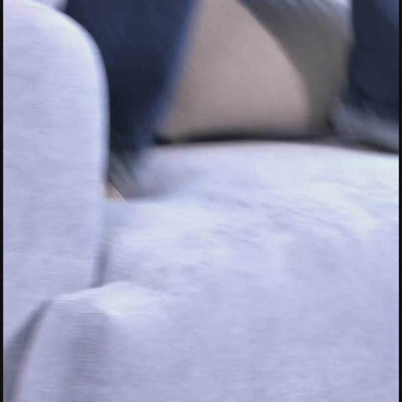 Narożnik Emia: jasnobeżowy szenil, prawostronny układ, widok z góry na wygodne siedzisko.