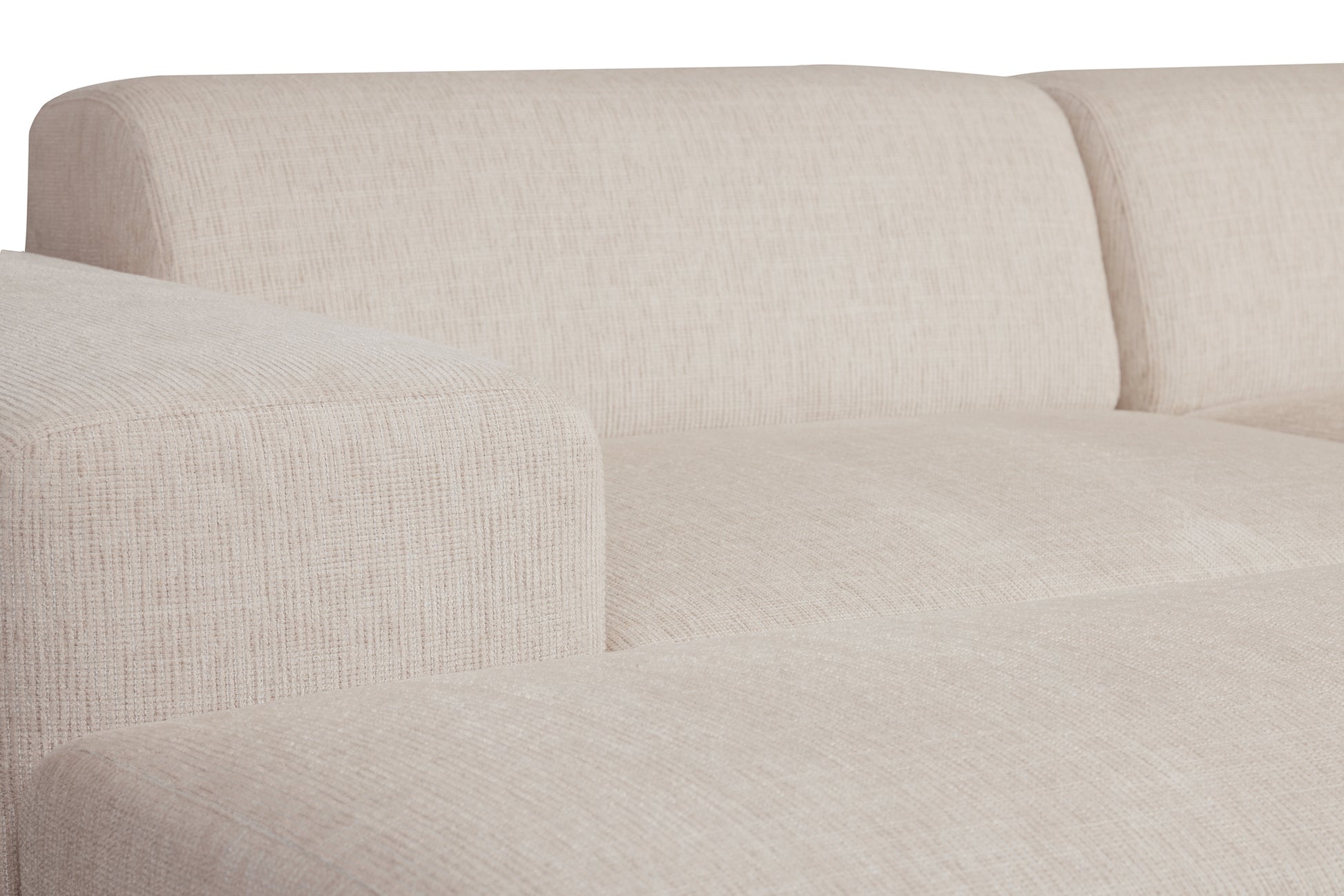 Sofa modułowa Pyllomi z pufą ciepłobeżowa - szerokość 275 cm