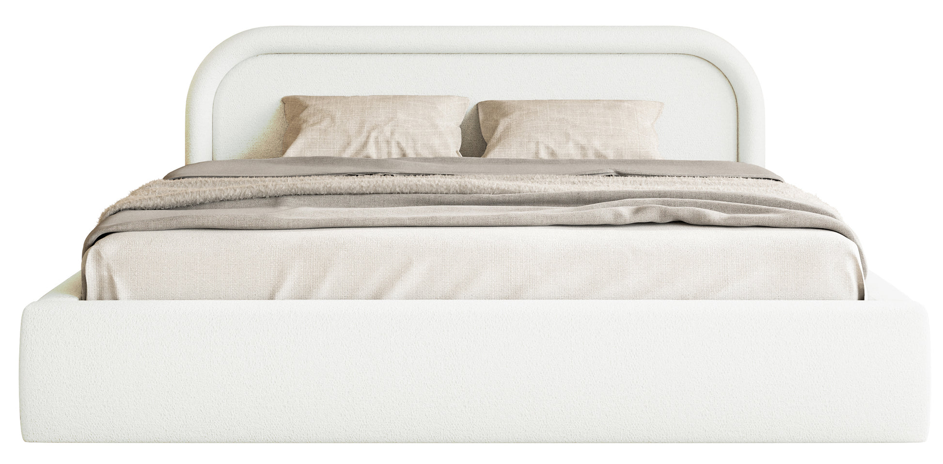 Łóżko tapicerowane Ruvi 160x200 cm z pojemnikiem kremowe - materiał szenil