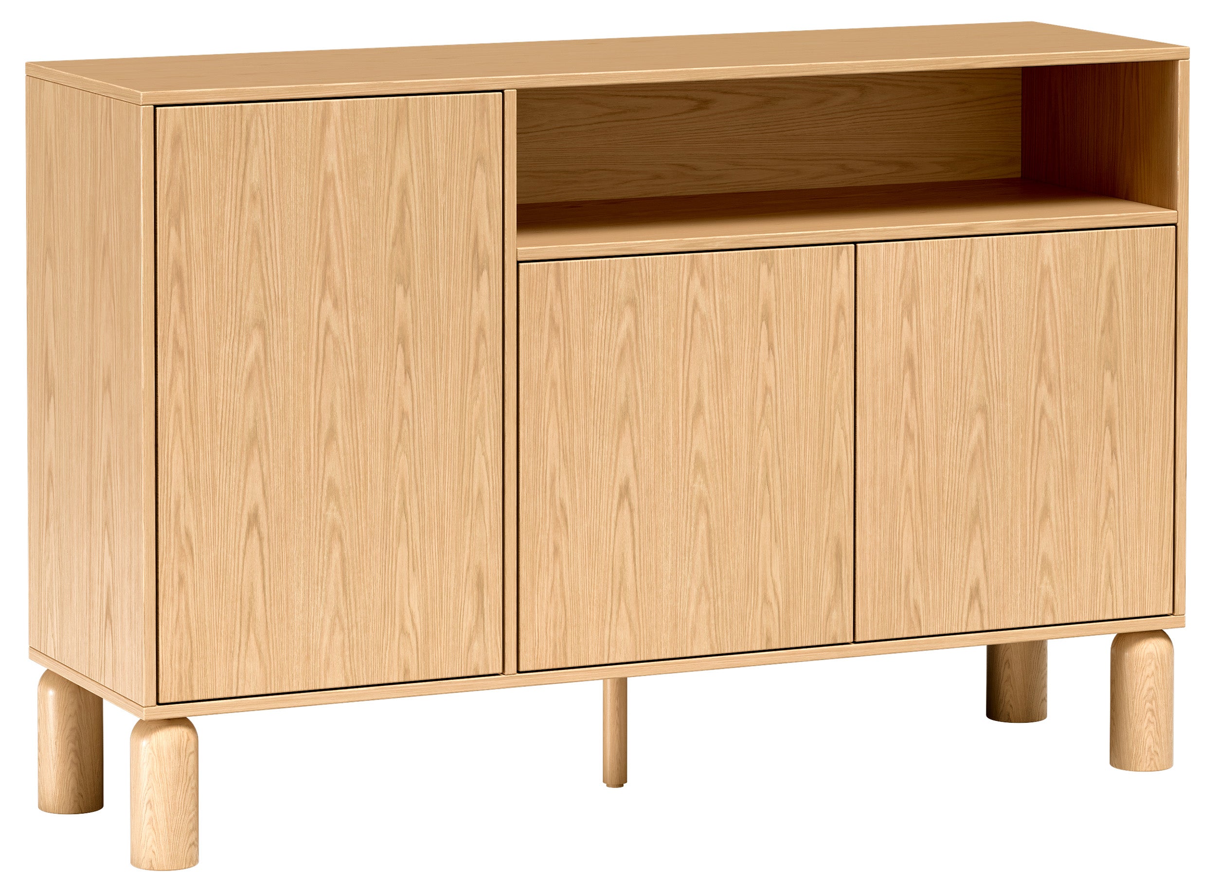 Komoda trzydrzwiowa Sanden z wnęką 140 cm dąb bookmatch