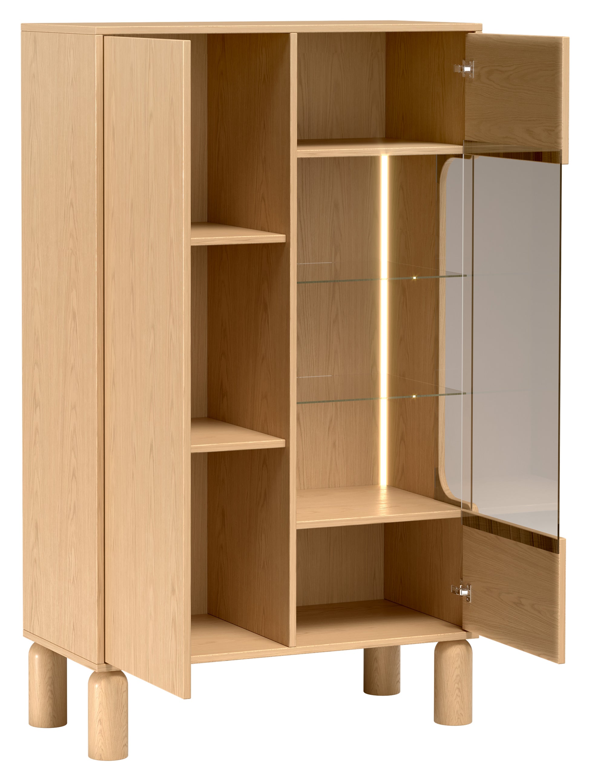 Witryna dwudrzwiowa Sanden z oświetleniem LED 89 cm dąb bookmatch - płyta laminowana