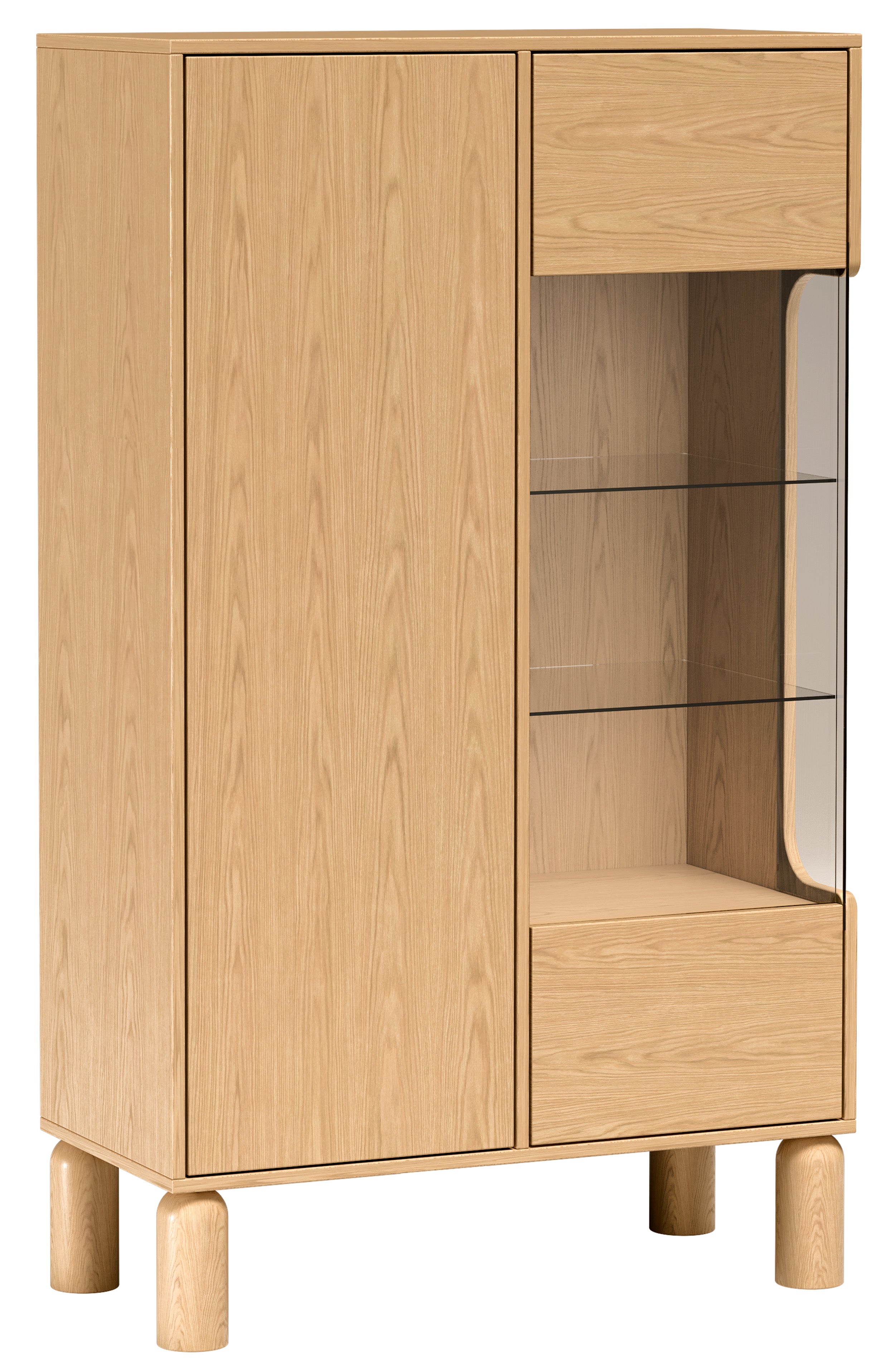 Witryna dwudrzwiowa Sanden z oświetleniem LED 89 cm dąb bookmatch - wysokość 145,7 cm