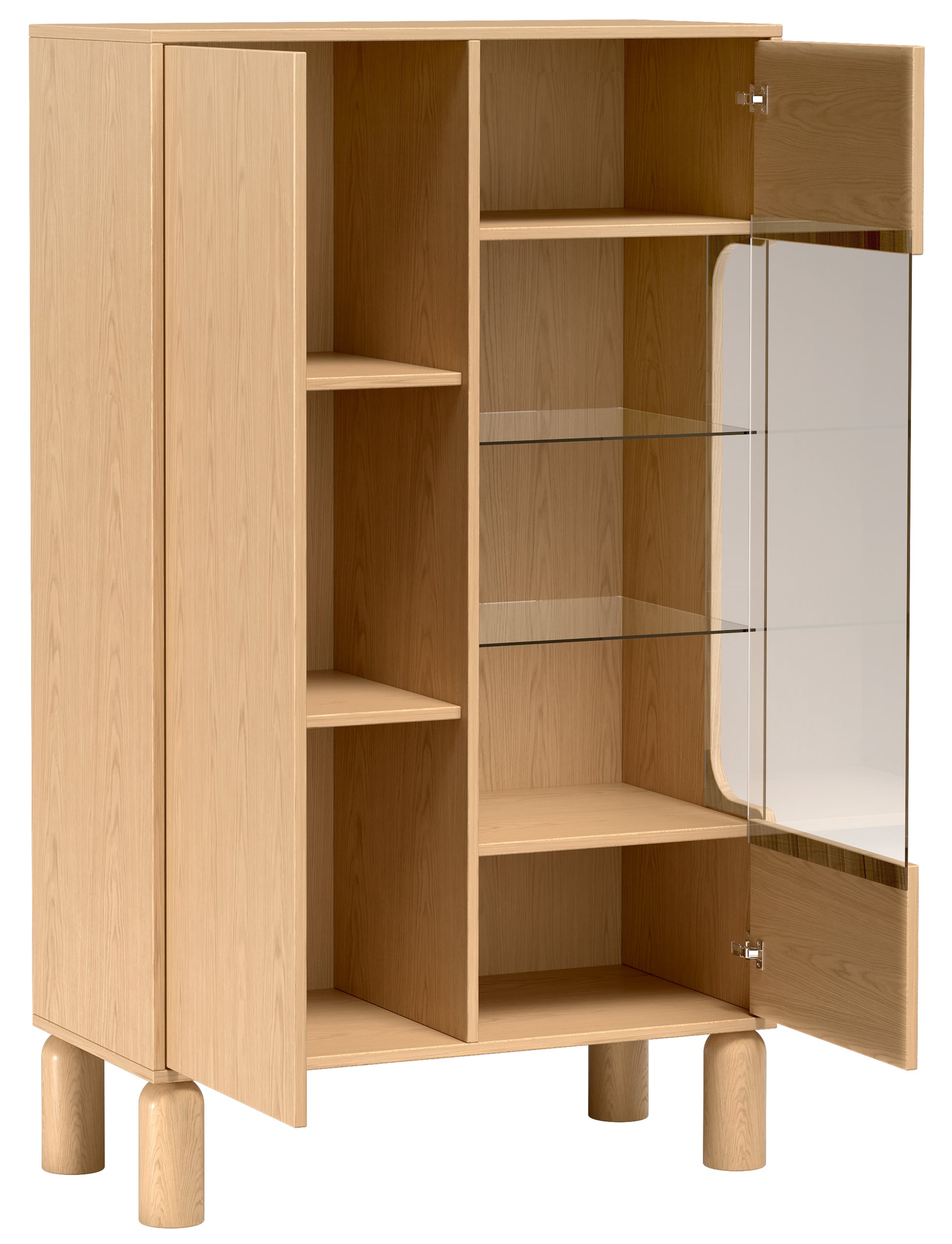 Witryna dwudrzwiowa Sanden z oświetleniem LED 89 cm dąb bookmatch - styl nowoczesny