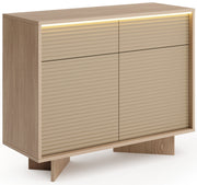 Komoda dwudrzwiowa Semi z dwiema szufladami i oświetleniem LED 104 cm bolivar naturalny/cappuccino