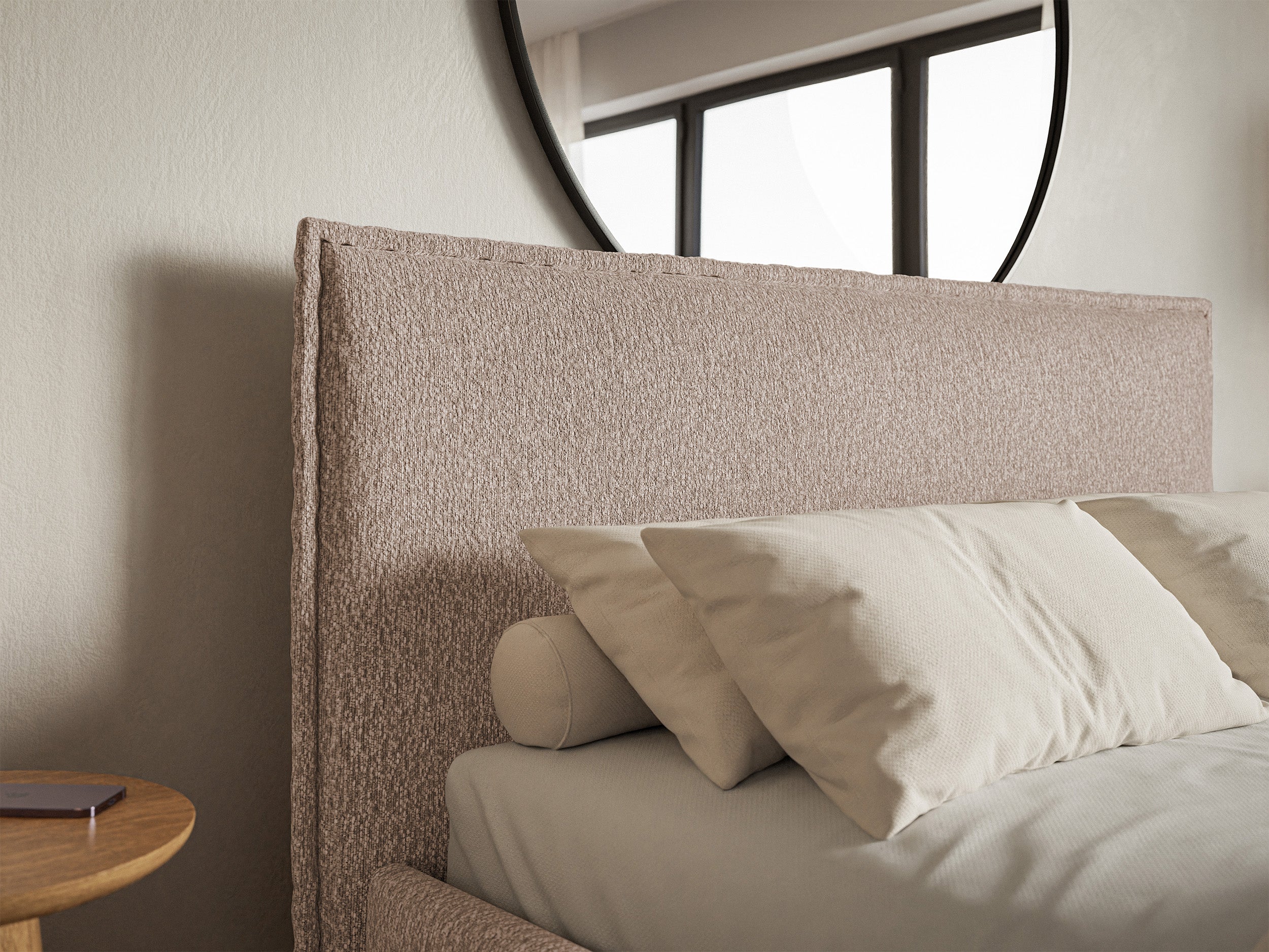 Łóżko Softie Slim 160x200 cm ciemnobeżowe szenil - materiał drewno