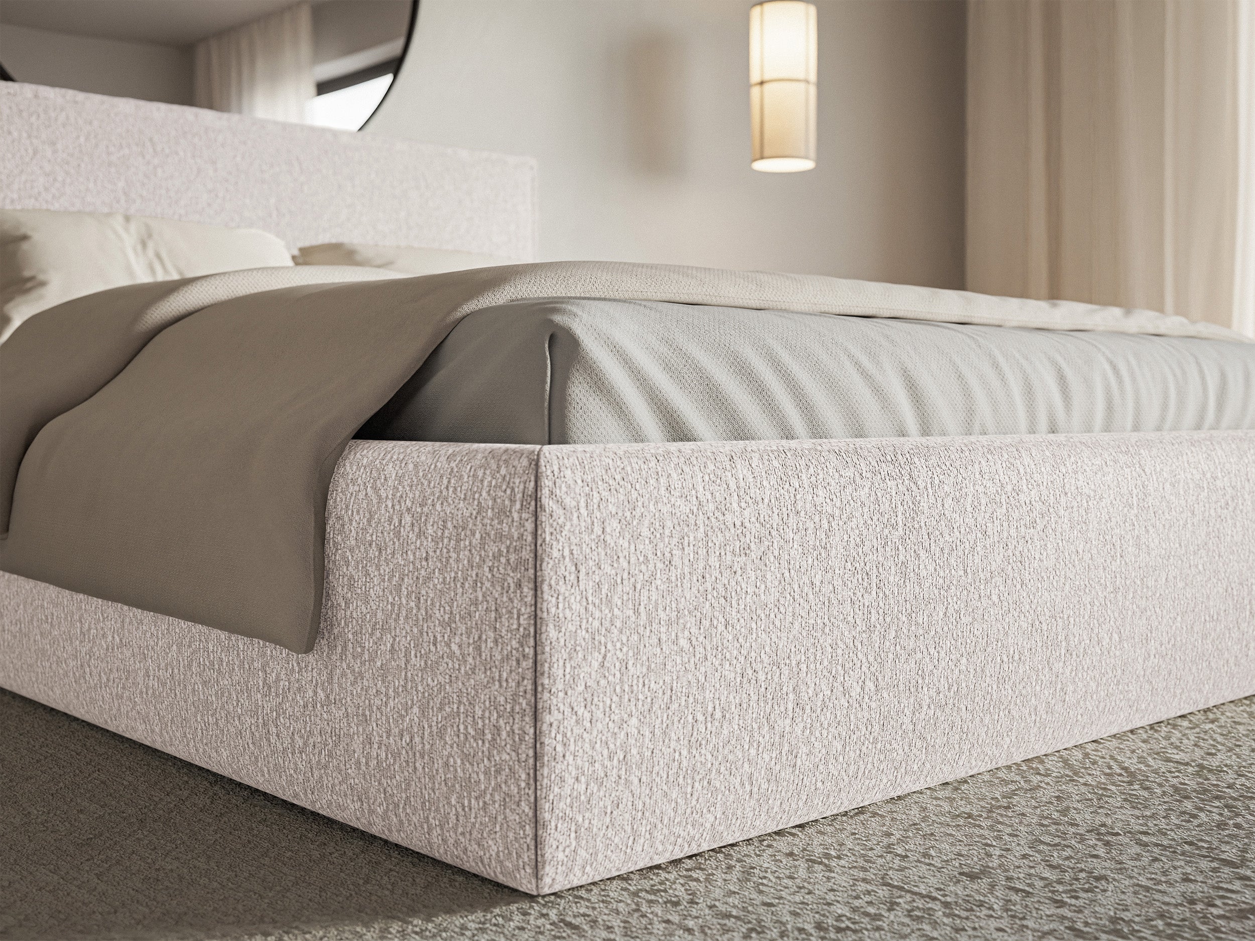 Łóżko Softie Slim 140x200 cm beżowe szenil - materiał płyta meblowa