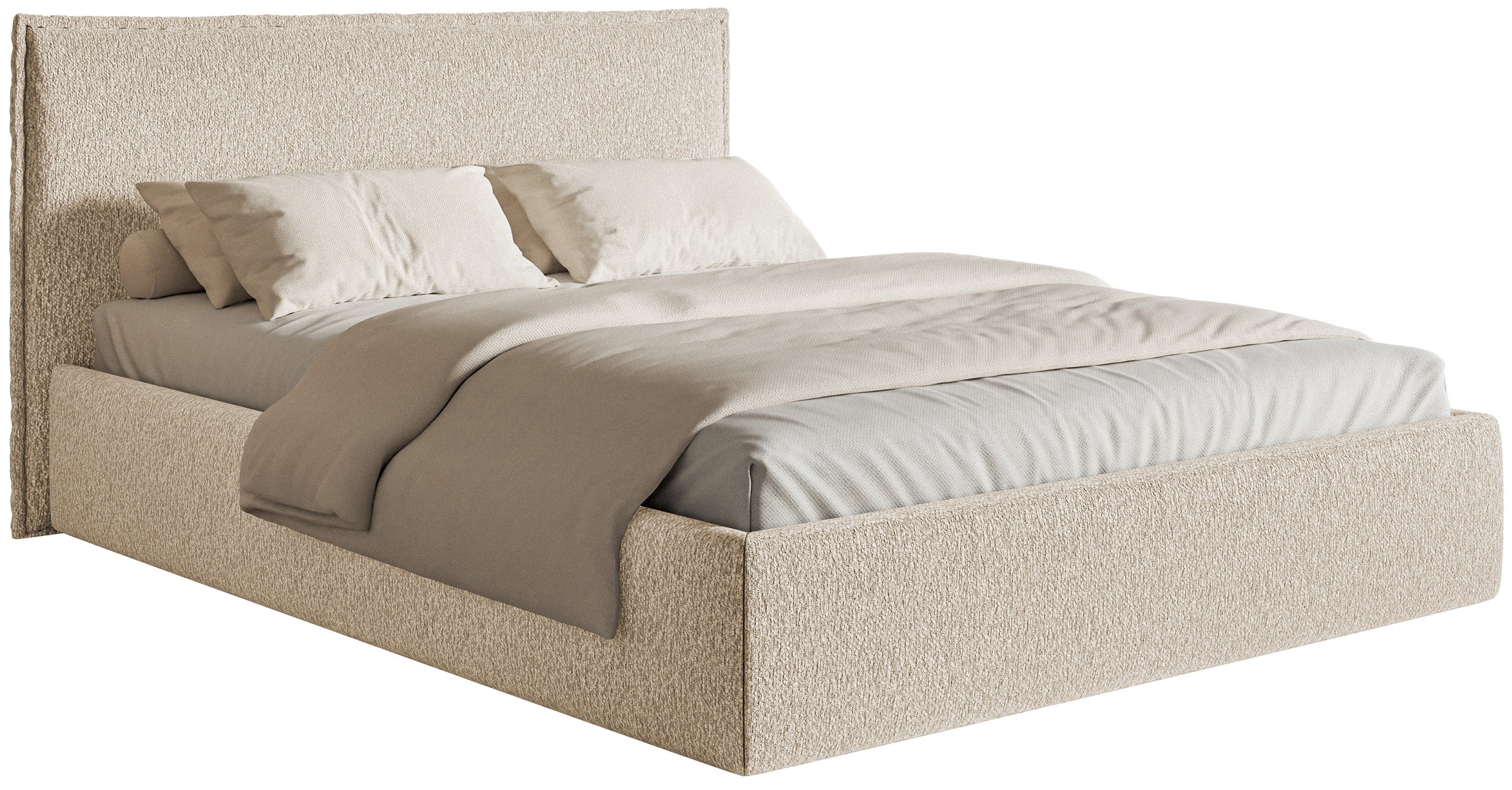Łóżko tapicerowane 180x200 cm Softie Slim jasnobeżowe szenil