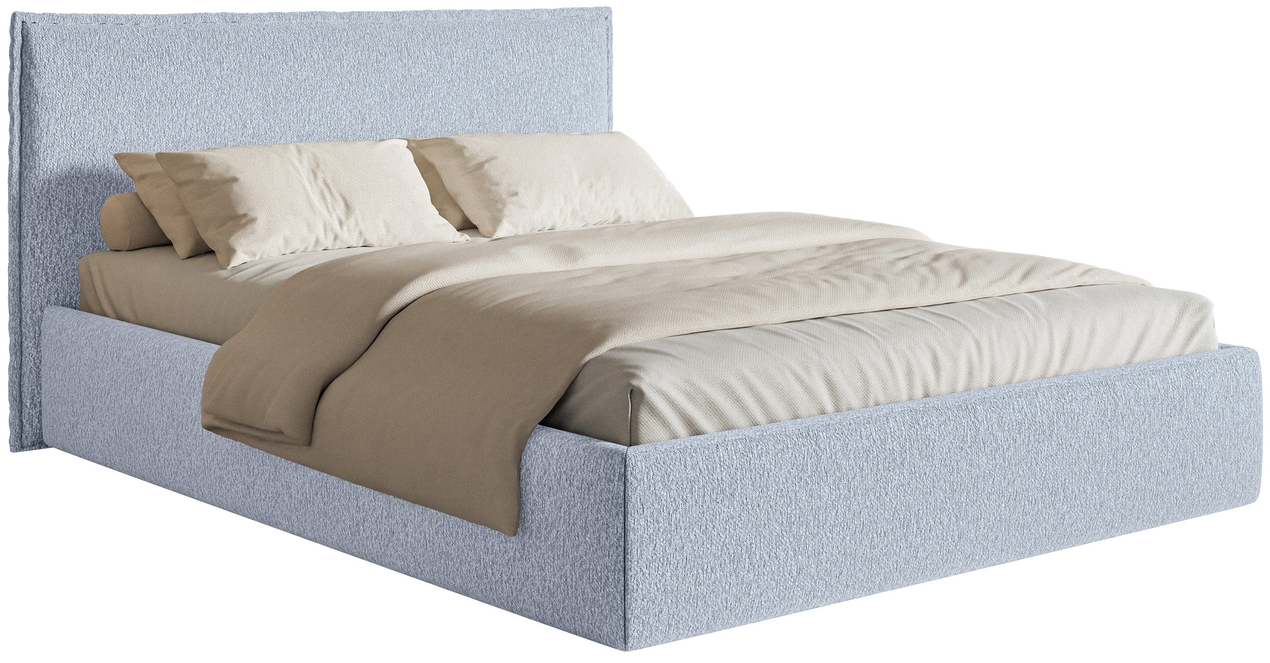 Łóżko tapicerowane 160x200 cm Softie Slim z pojemnikiem błękitne szenil stelaż metalowy