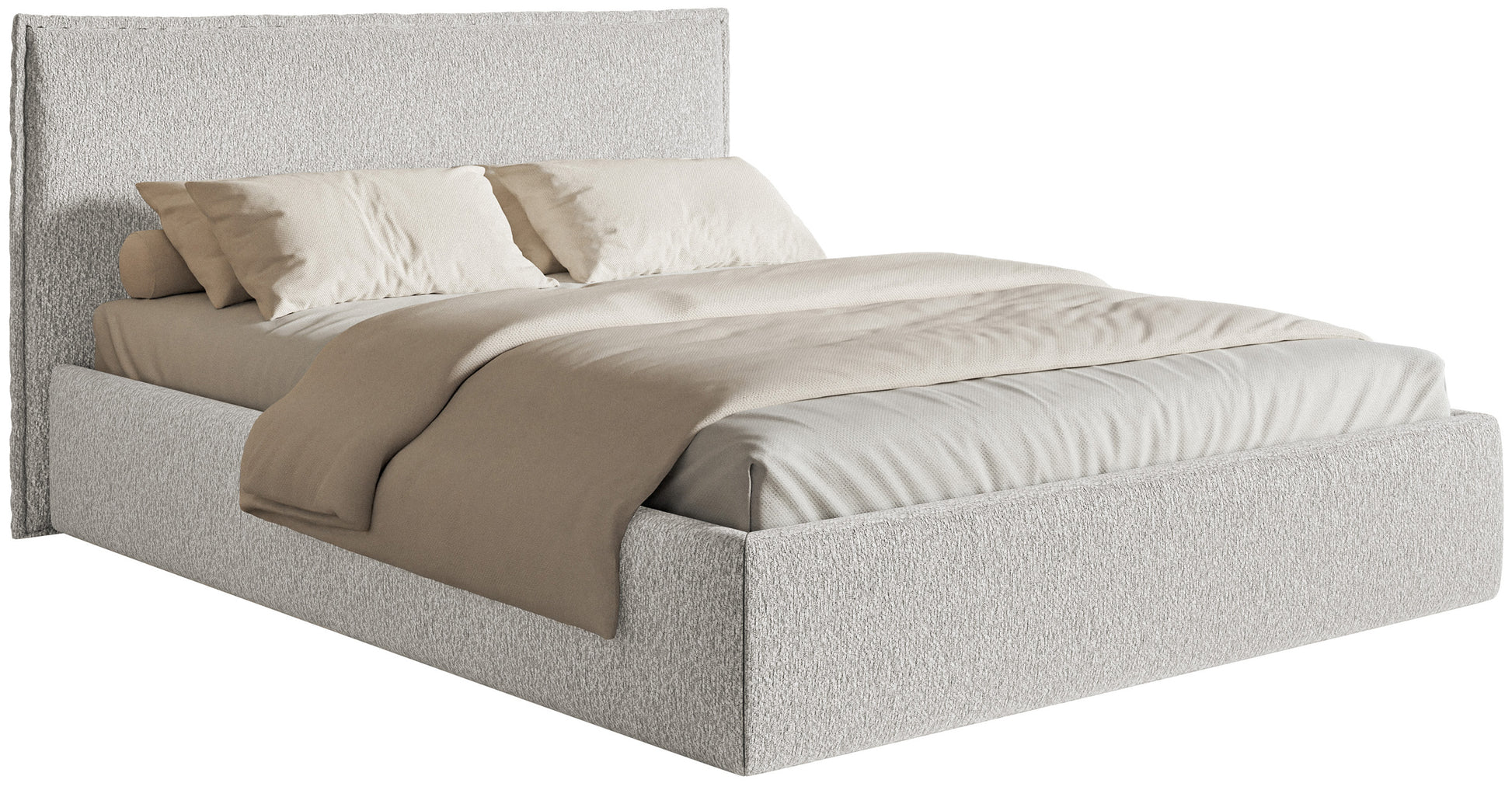 Łóżko tapicerowane 180x200 cm Softie Slim z pojemnikiem jasnoszare szenil stelaż metalowy