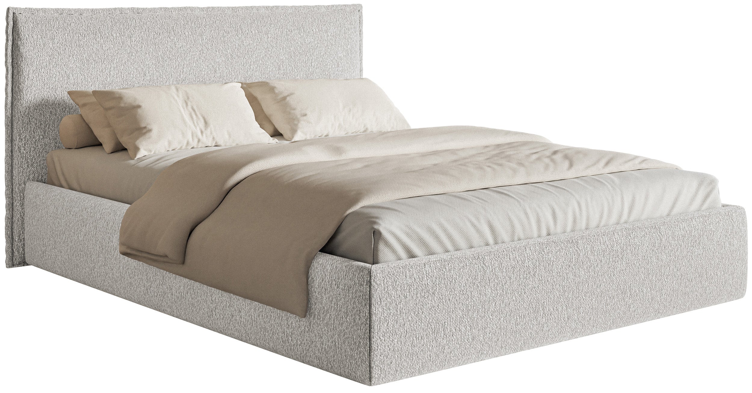 Łóżko tapicerowane 180x200 cm Softie Slim z pojemnikiem jasnoszare szenil stelaż metalowy