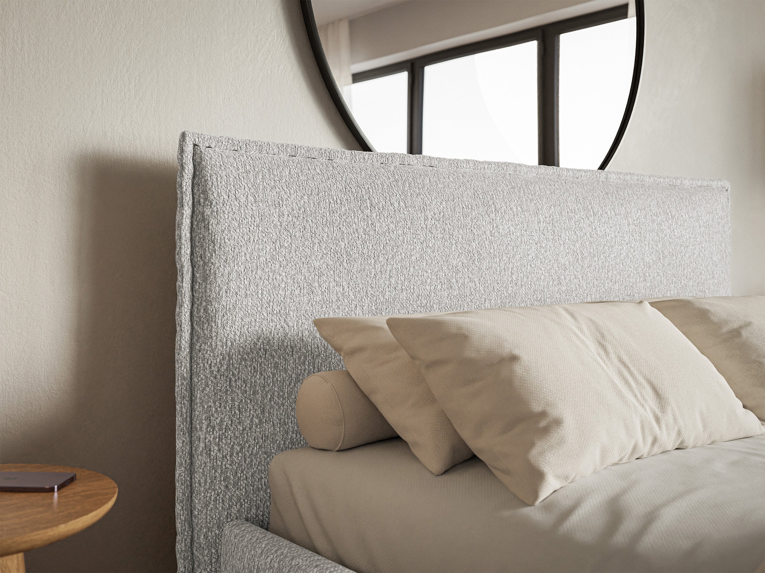 Łóżko tapicerowane Softie Slim 180x200 cm z pojemnikiem jasnoszare szenil - stelaż metalowy